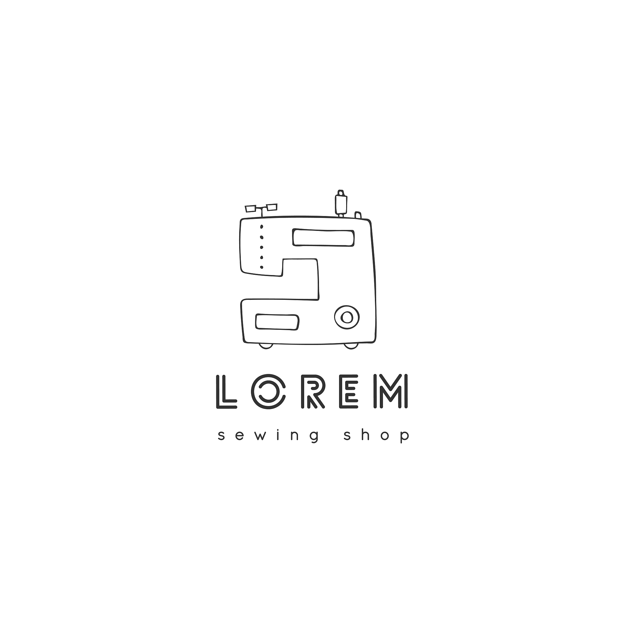 handmade theme. hand drawn vector label template with a sewing m