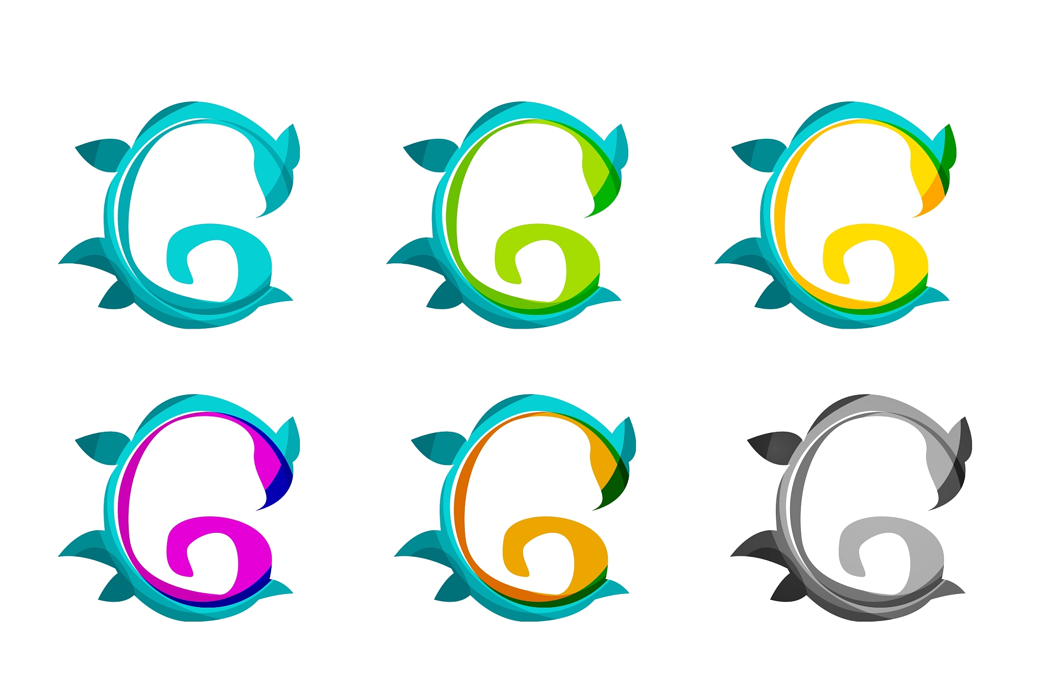 set of abstract eco plant icons business logotype