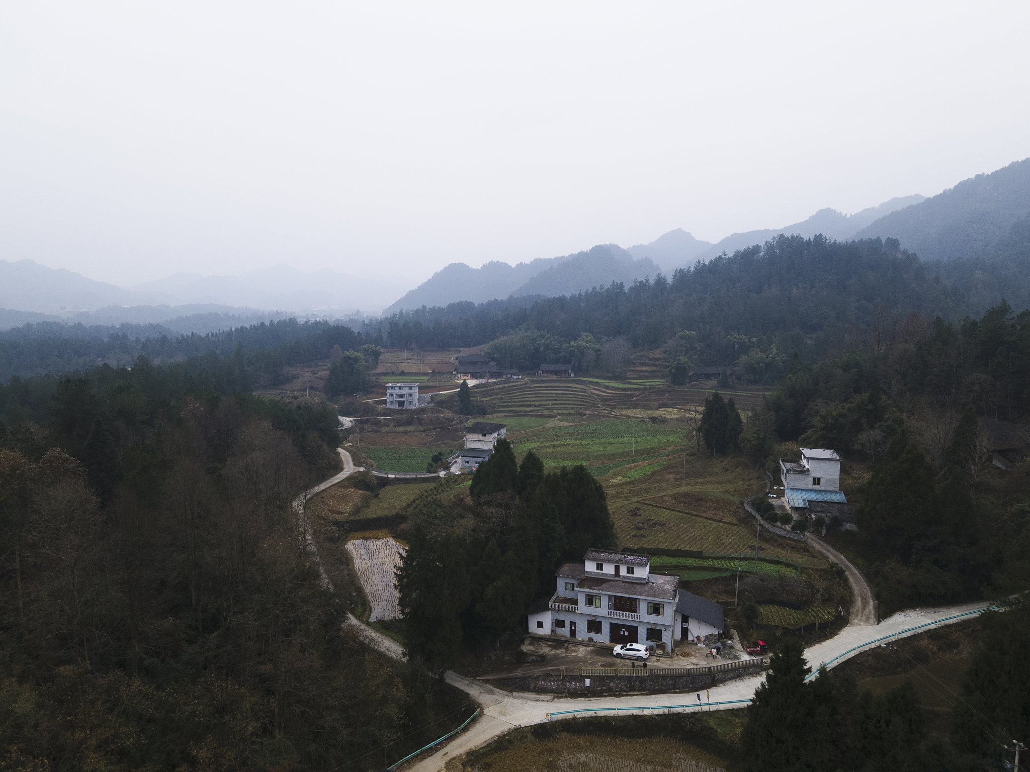 湖北团风花园白鹤林村四组河西湾村庄改造：面容整顿、卫生环境提升、公园建设和道路修建