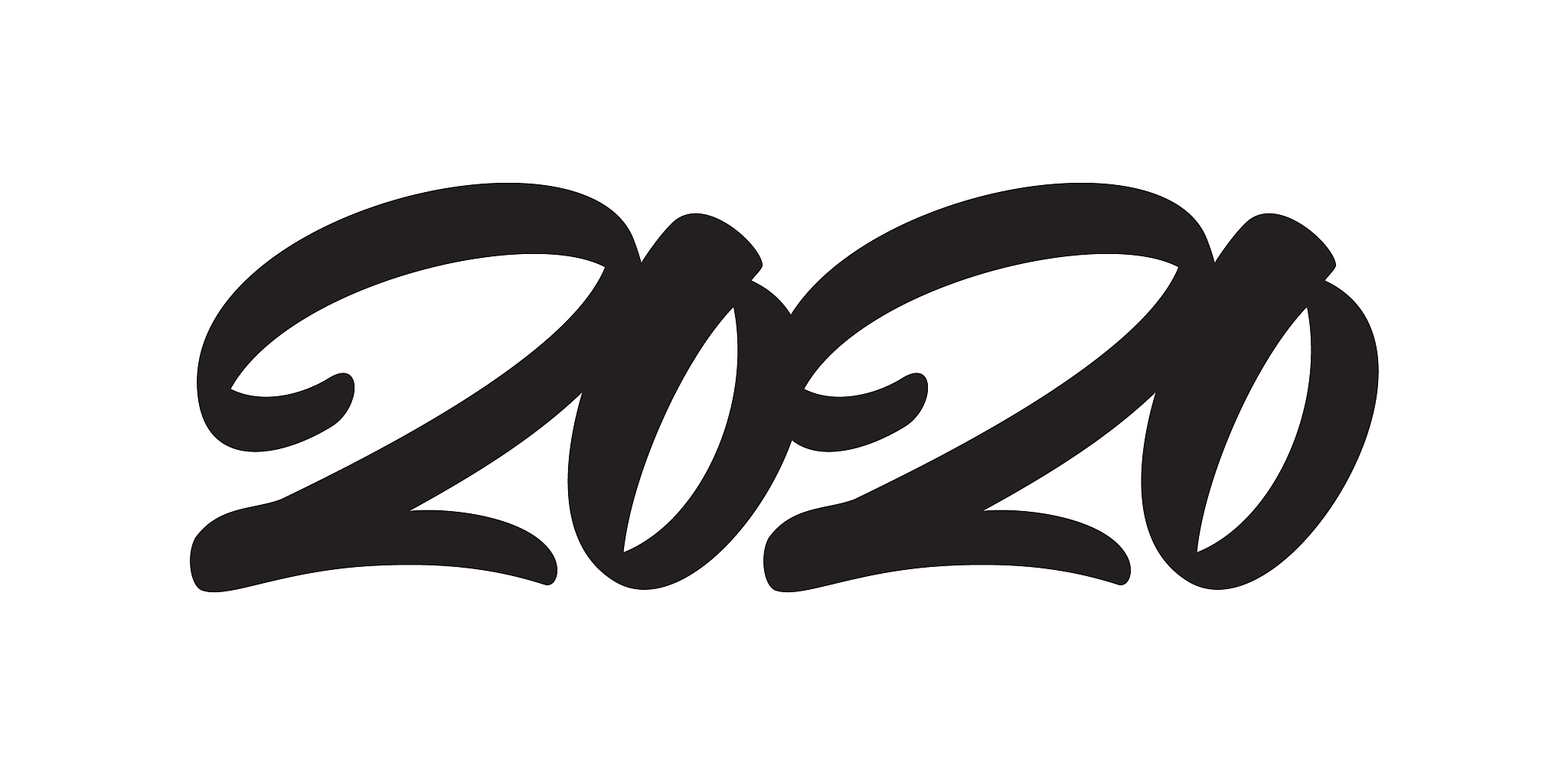 handwritten lettering for 2020 new year. black hand drawn number