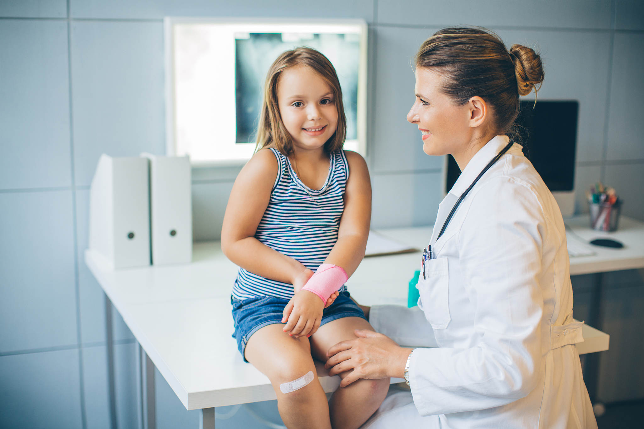 cute girl at doctor's office.