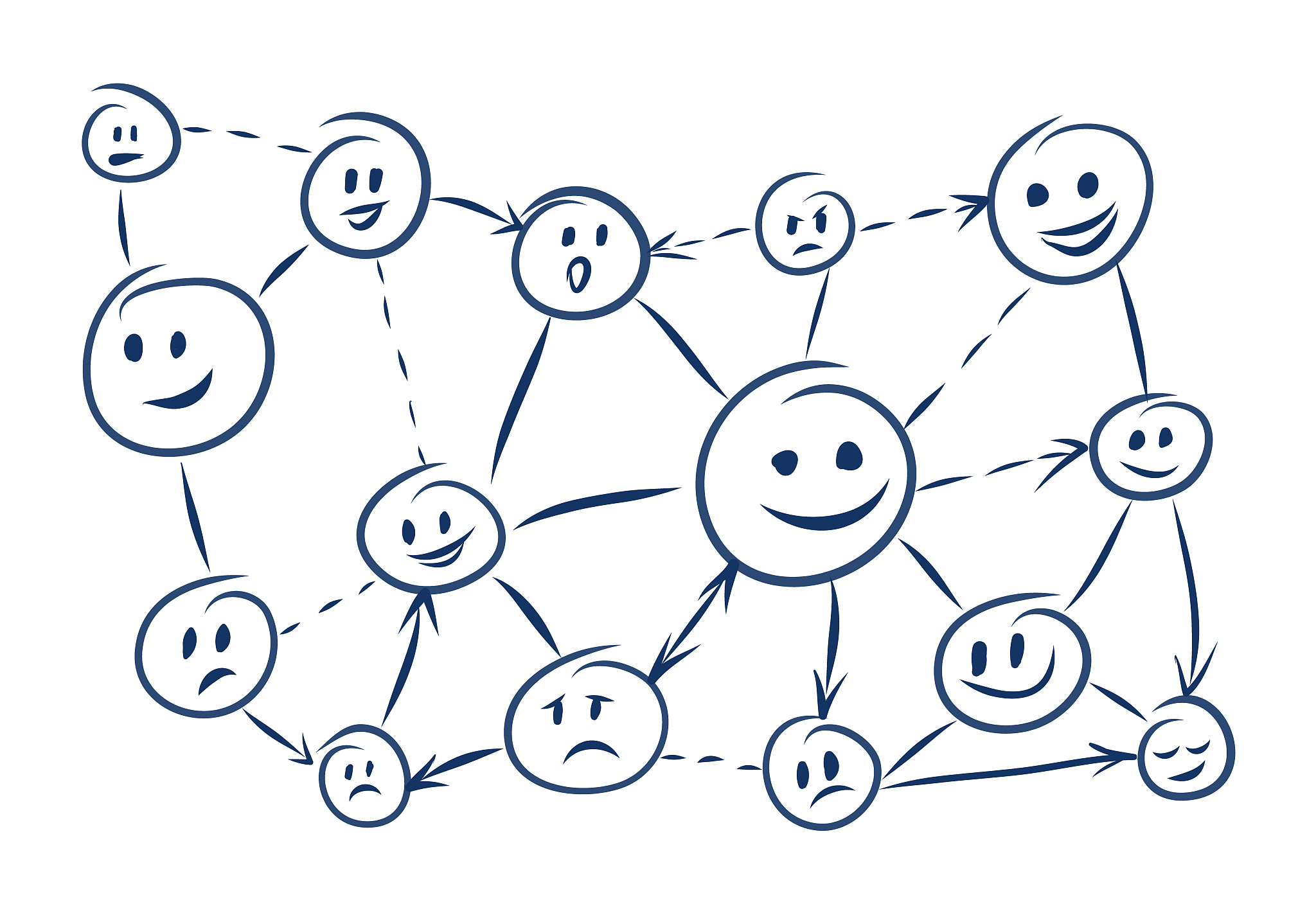 communication and social networks. stickman curly heads and diff