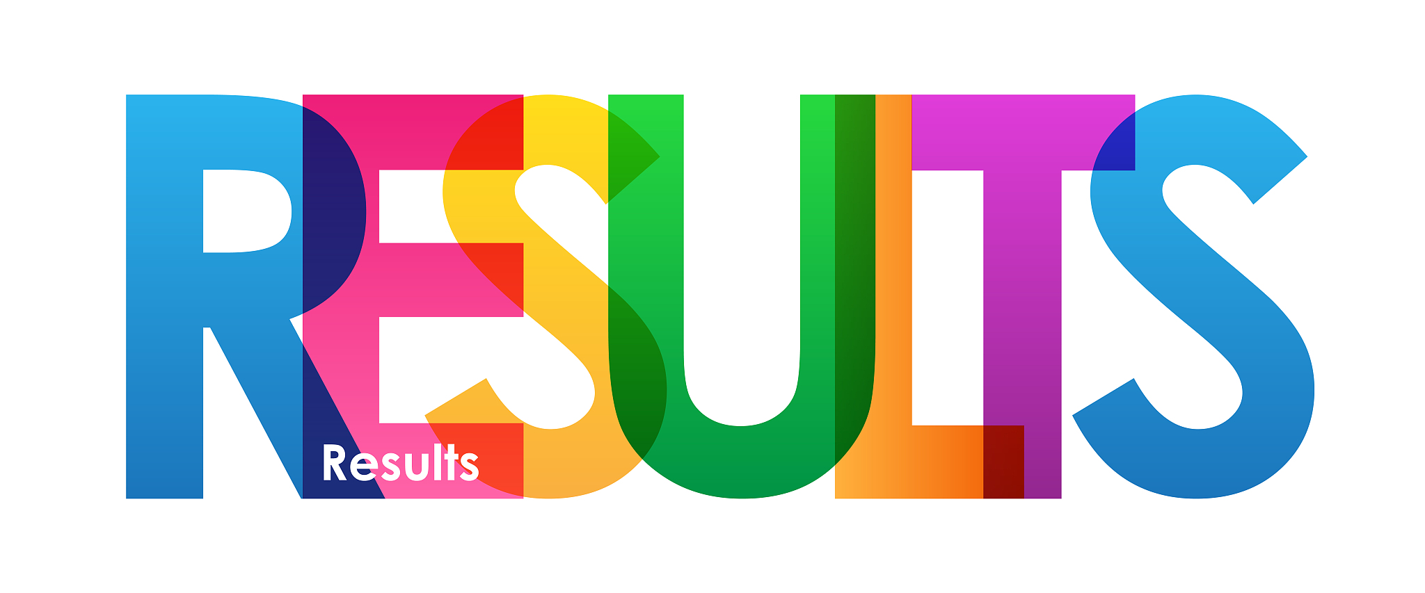 results colorful typography banner