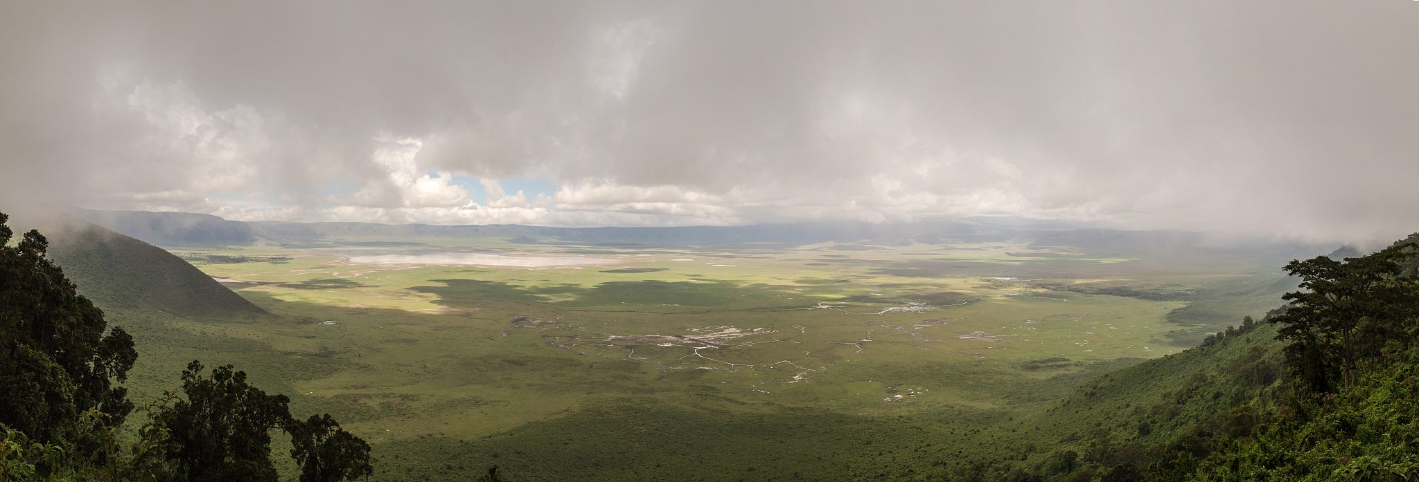 panorama of the ngorongoro crater