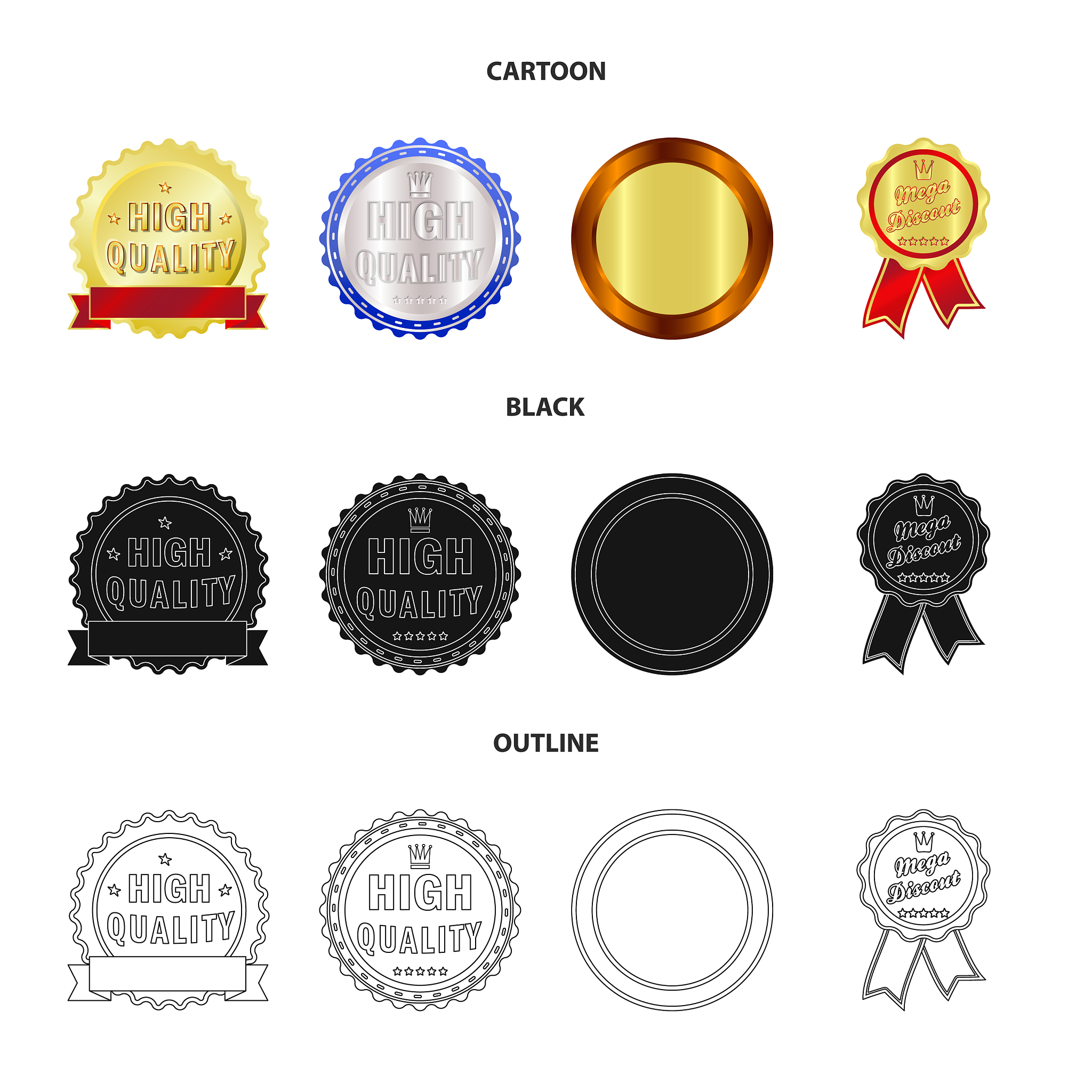design emblem and badge icon set of