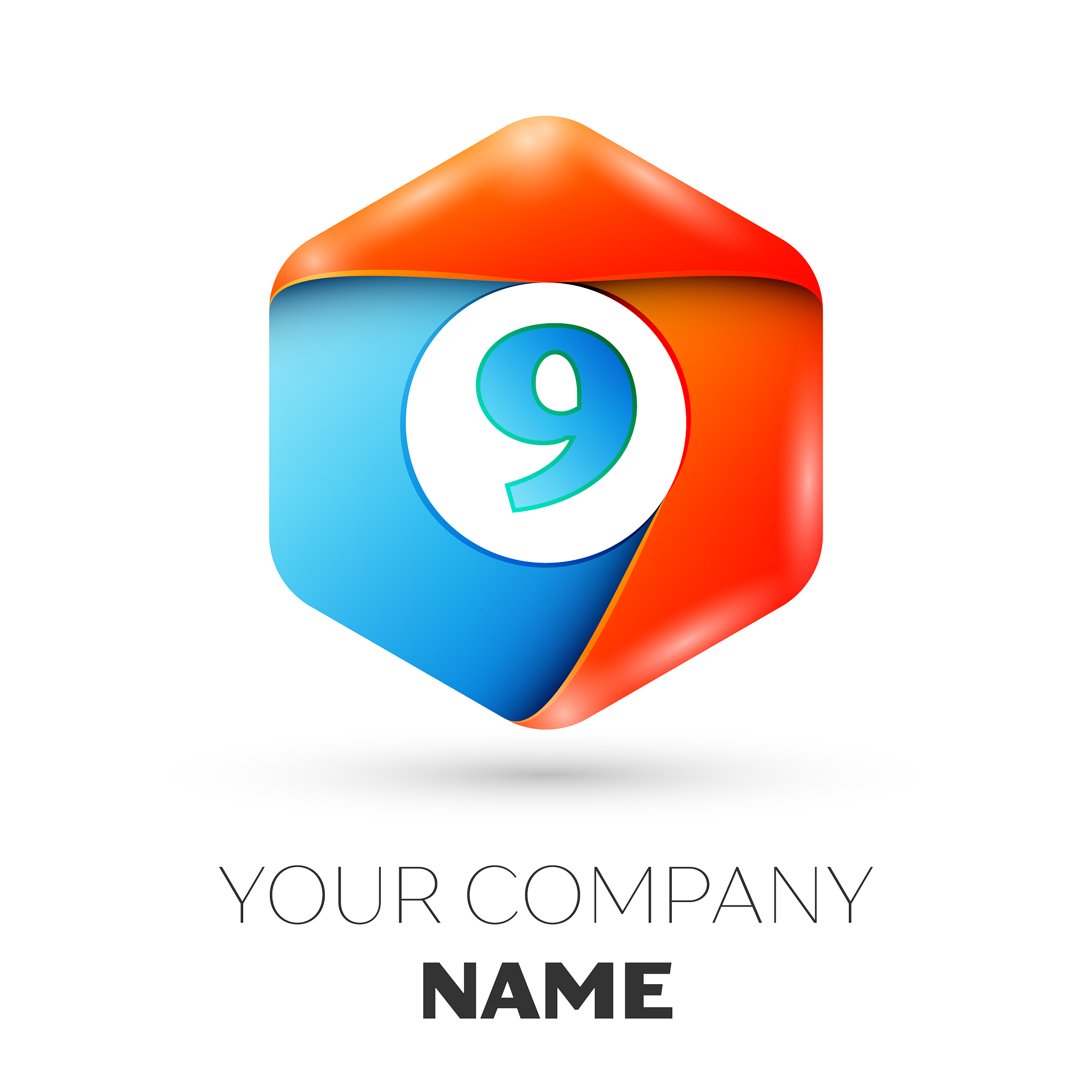number nine logo in the colorful hexagonal