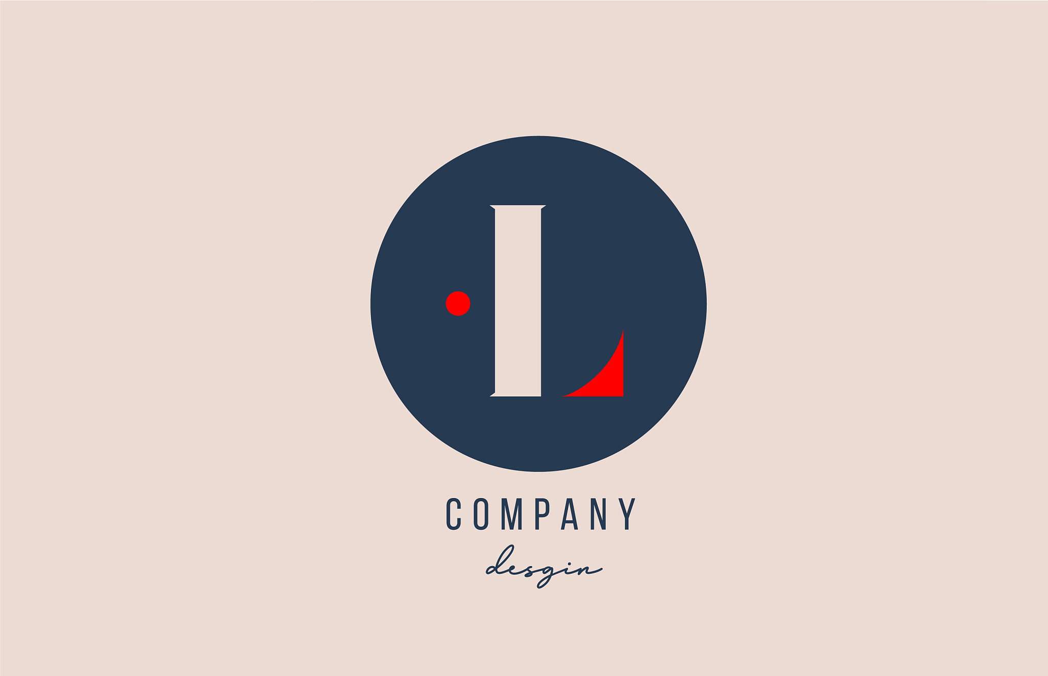 red dot l letter alphabet logo icon design with