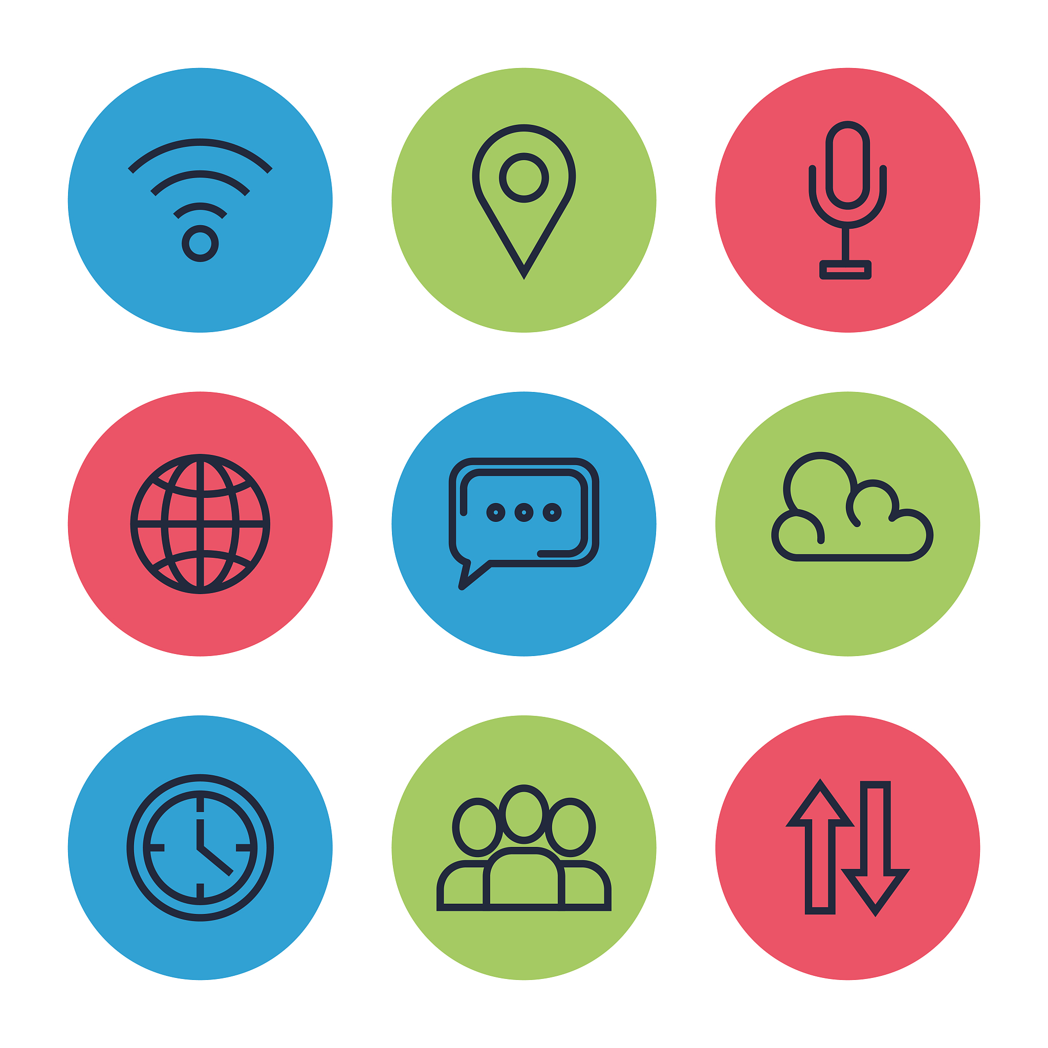 set of digital social app media technology
