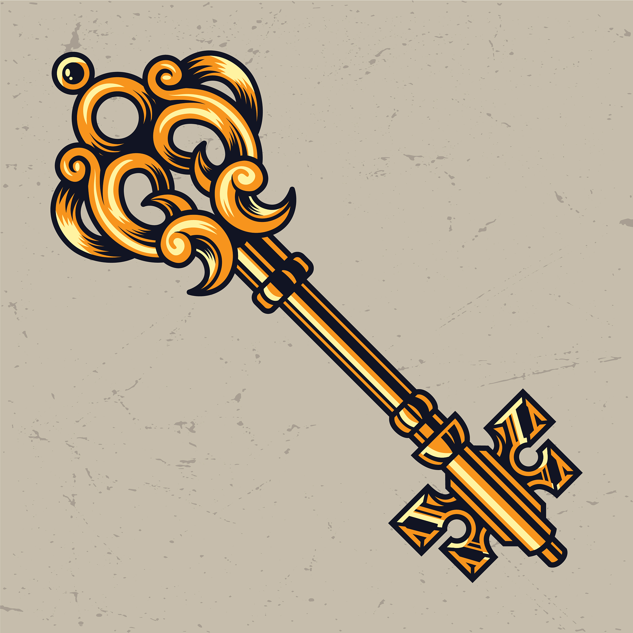 golden antique elegant key