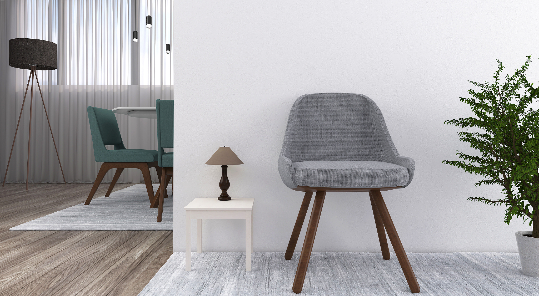 3d render a waiting room in day light, with modern chairs, expre