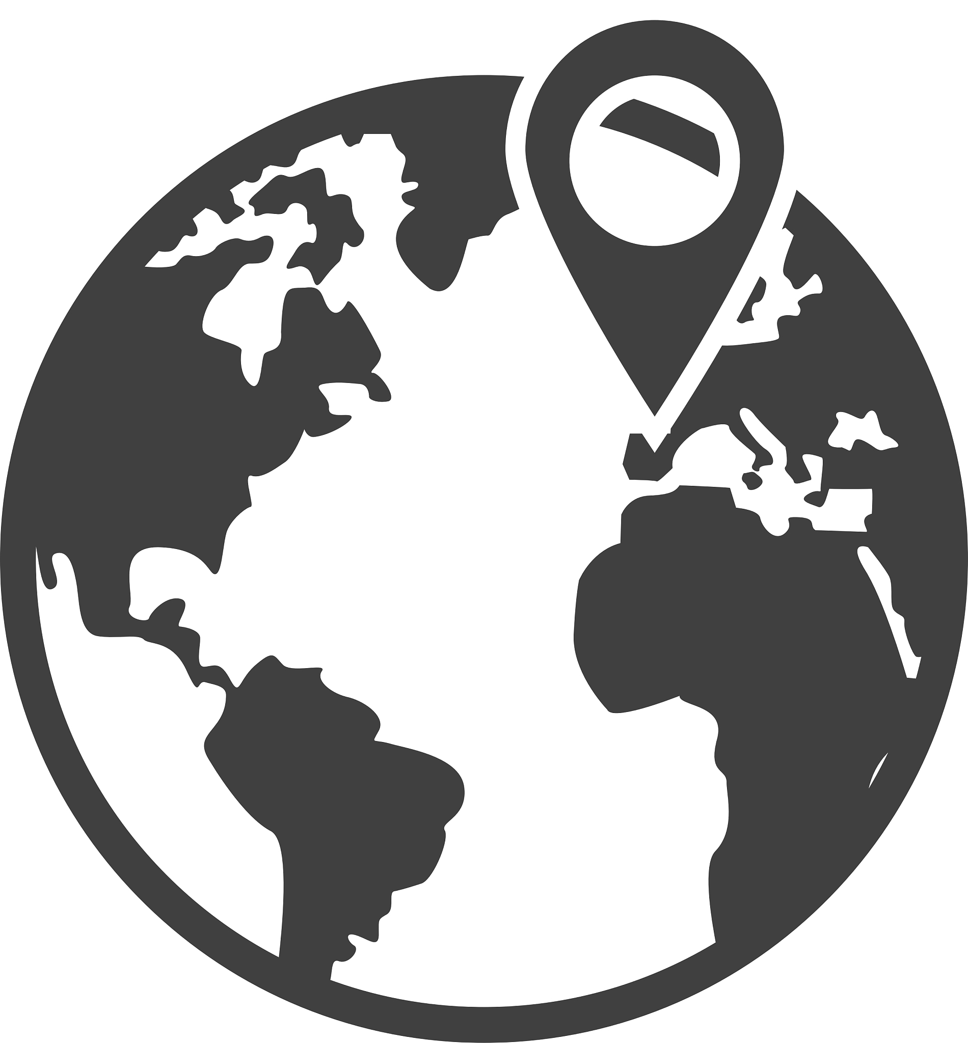 earth globe with gps pin icon