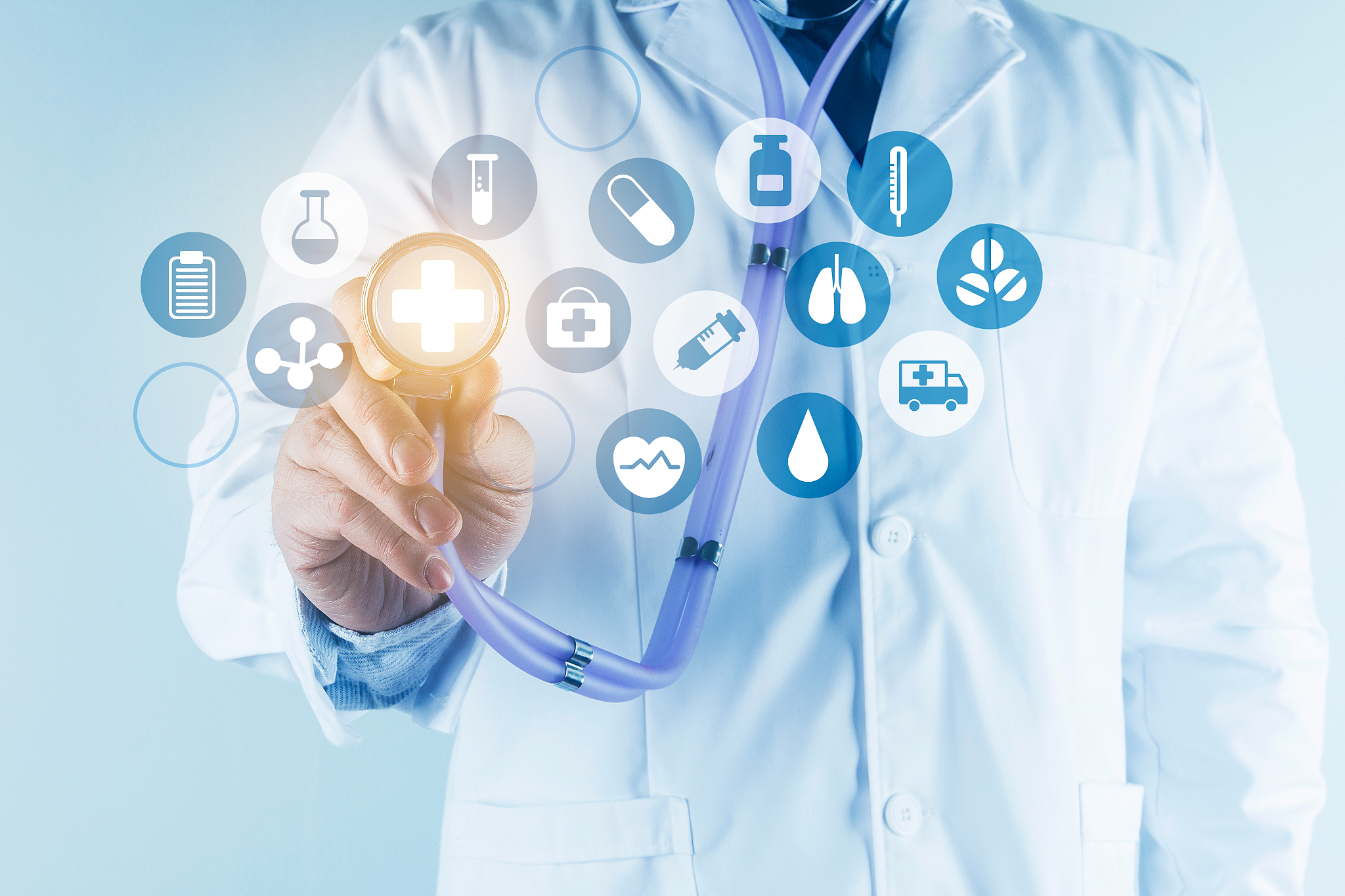 digital healthcare and network connection on hologram modern vir