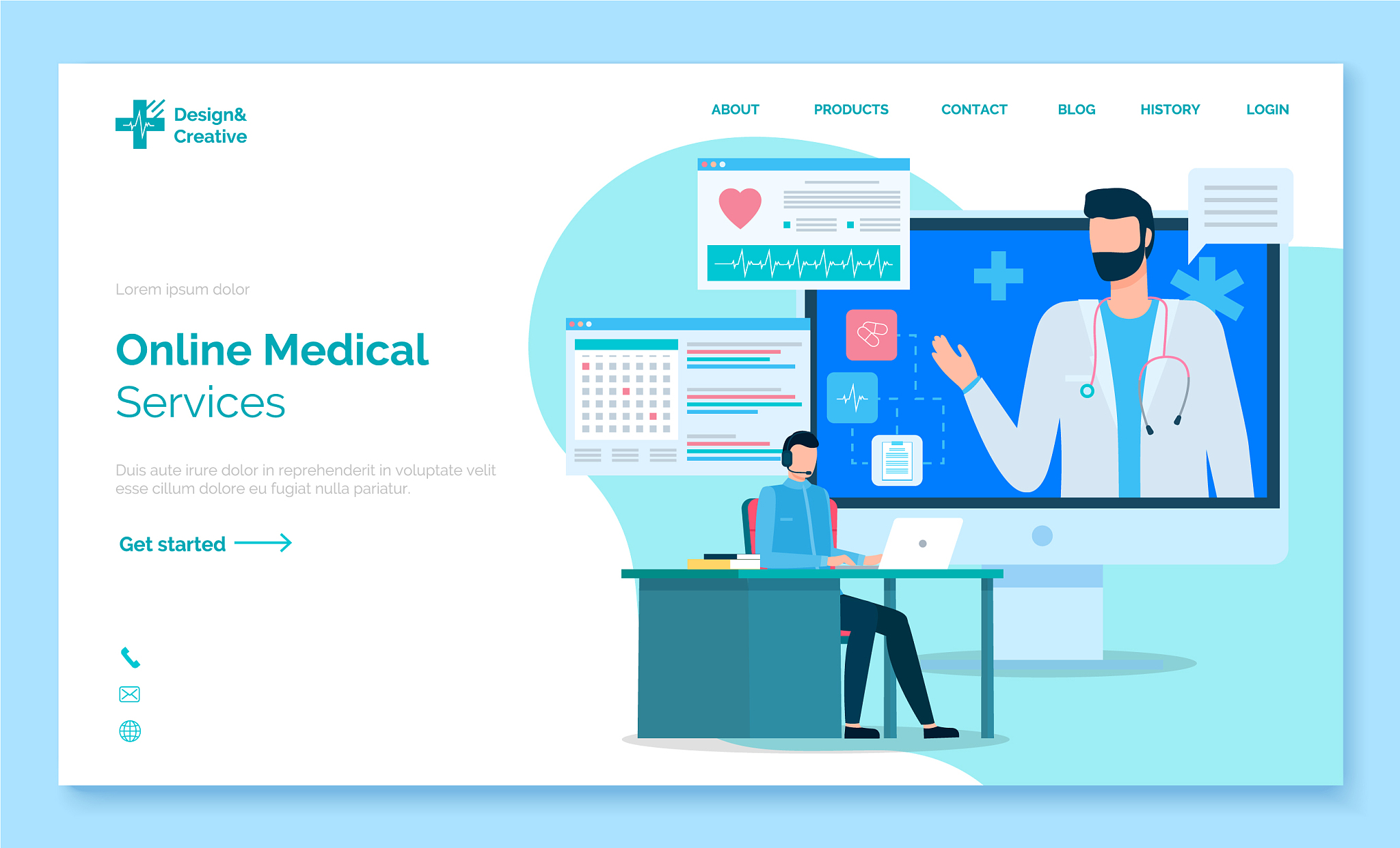 online medical service landing web page template