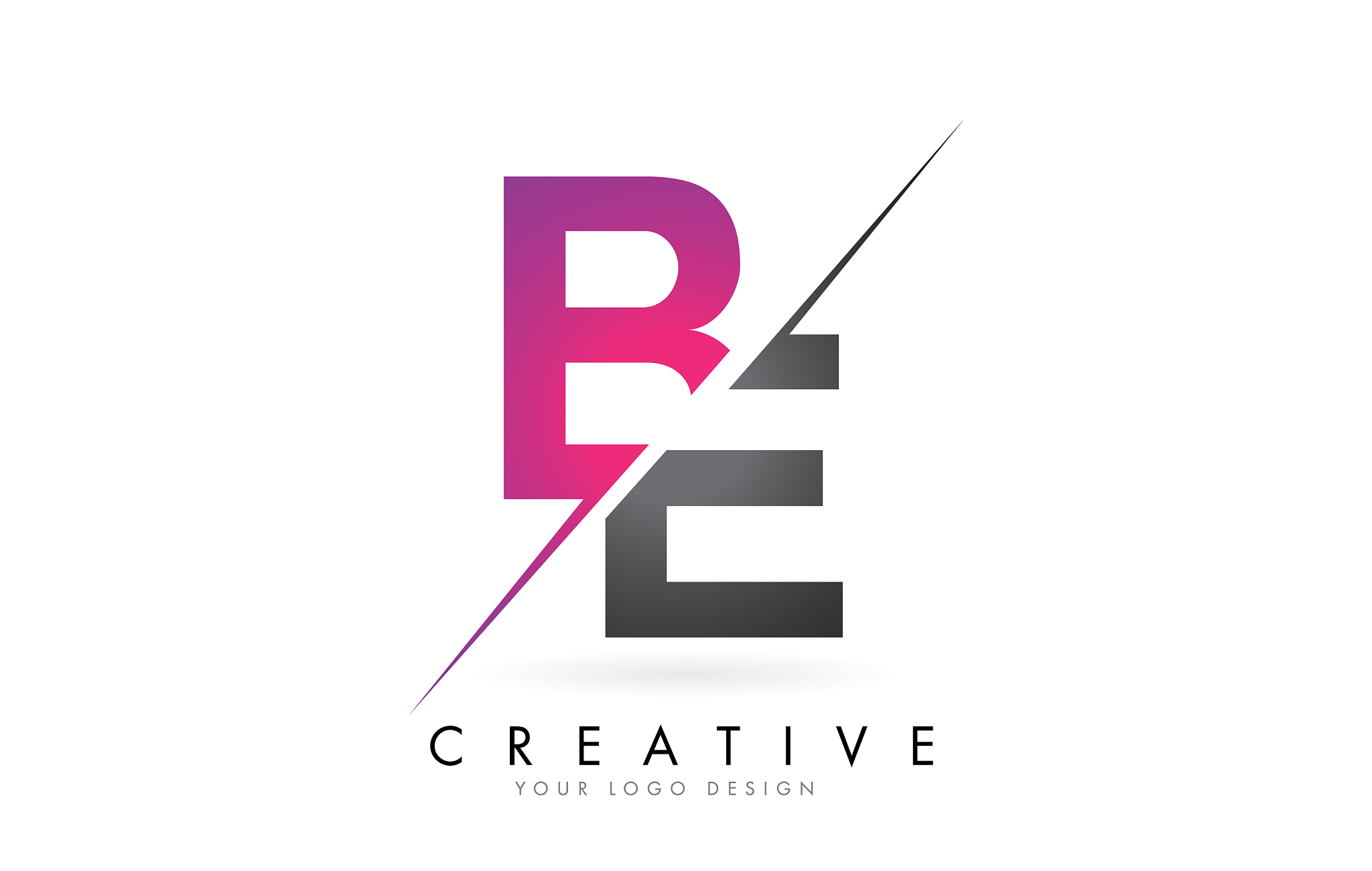 be b e letter logo with colorblock design and