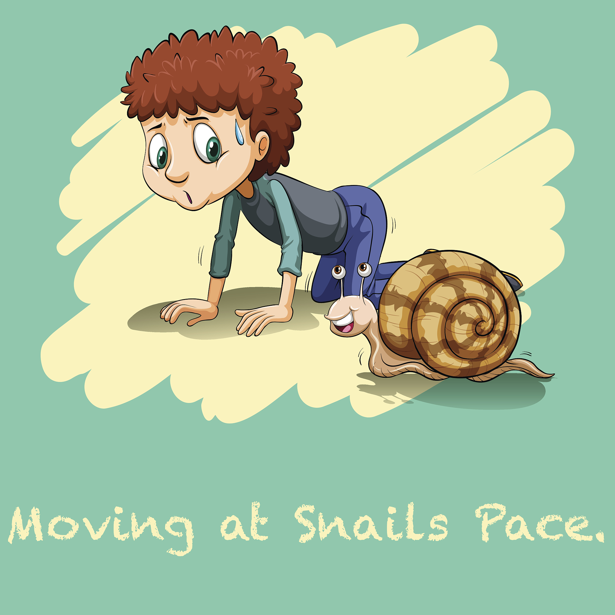 man moving slowly on palms