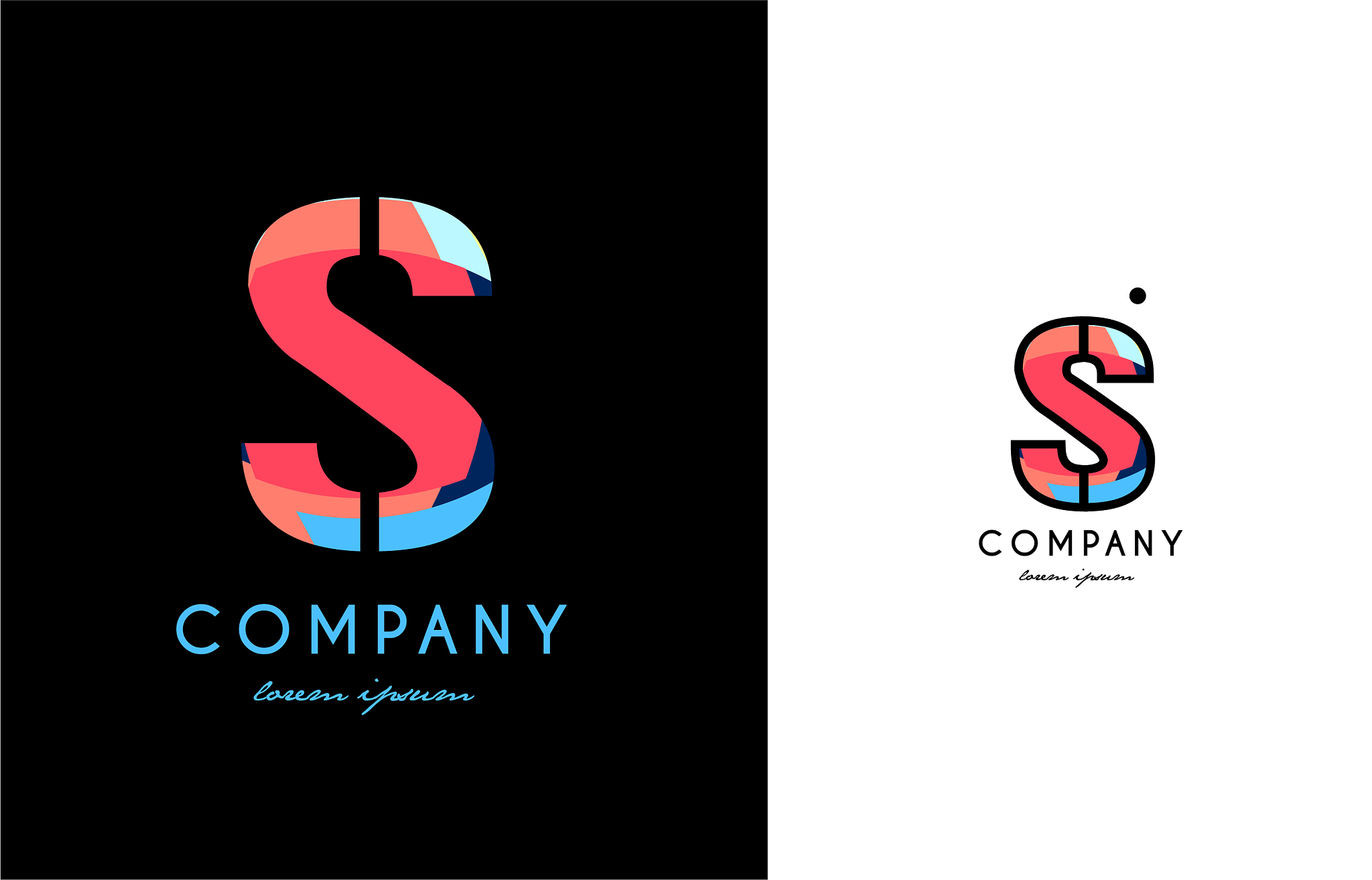 s blue red letter alphabet logo icon design