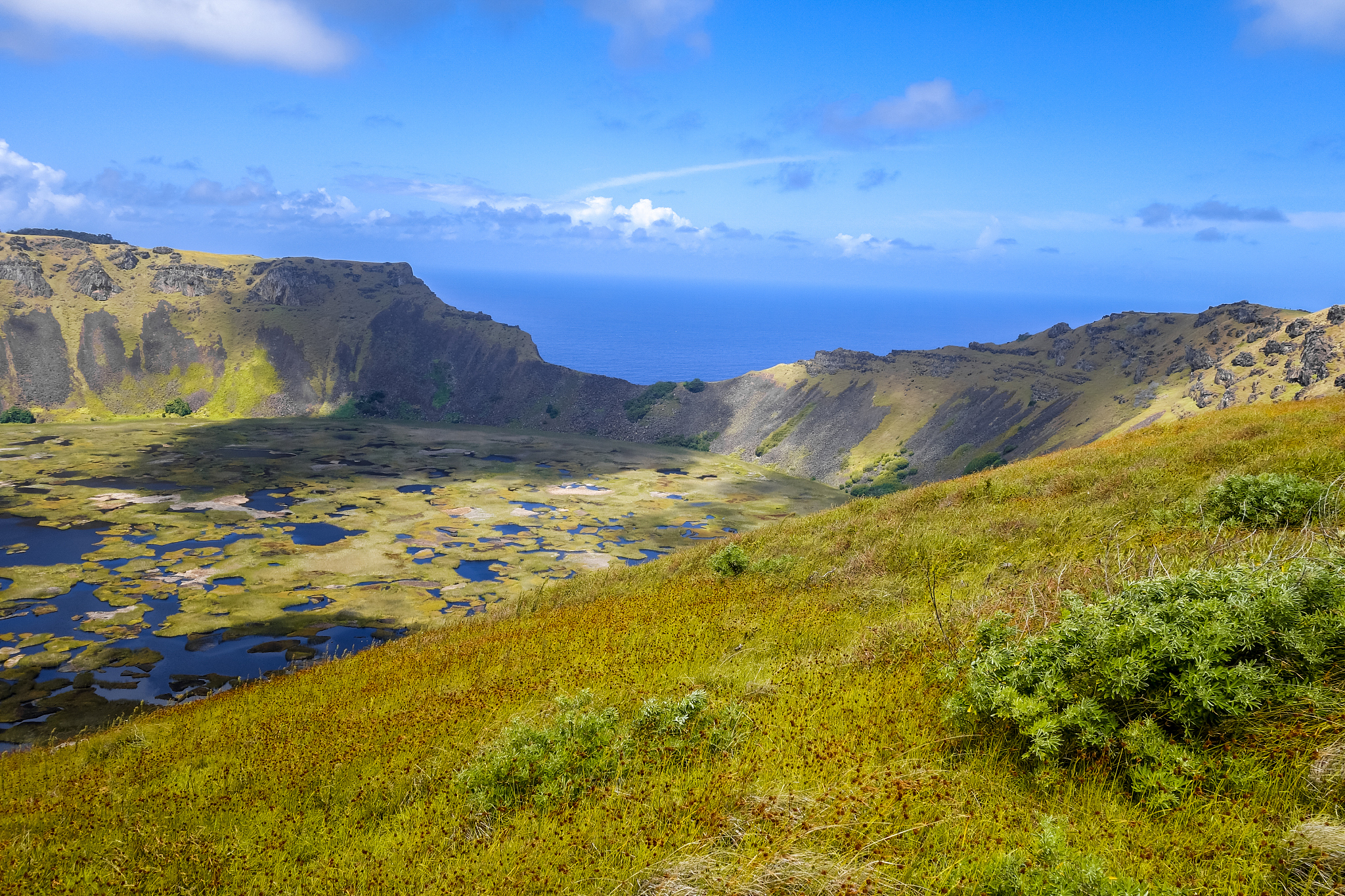 rano kau volcano crater in easter island