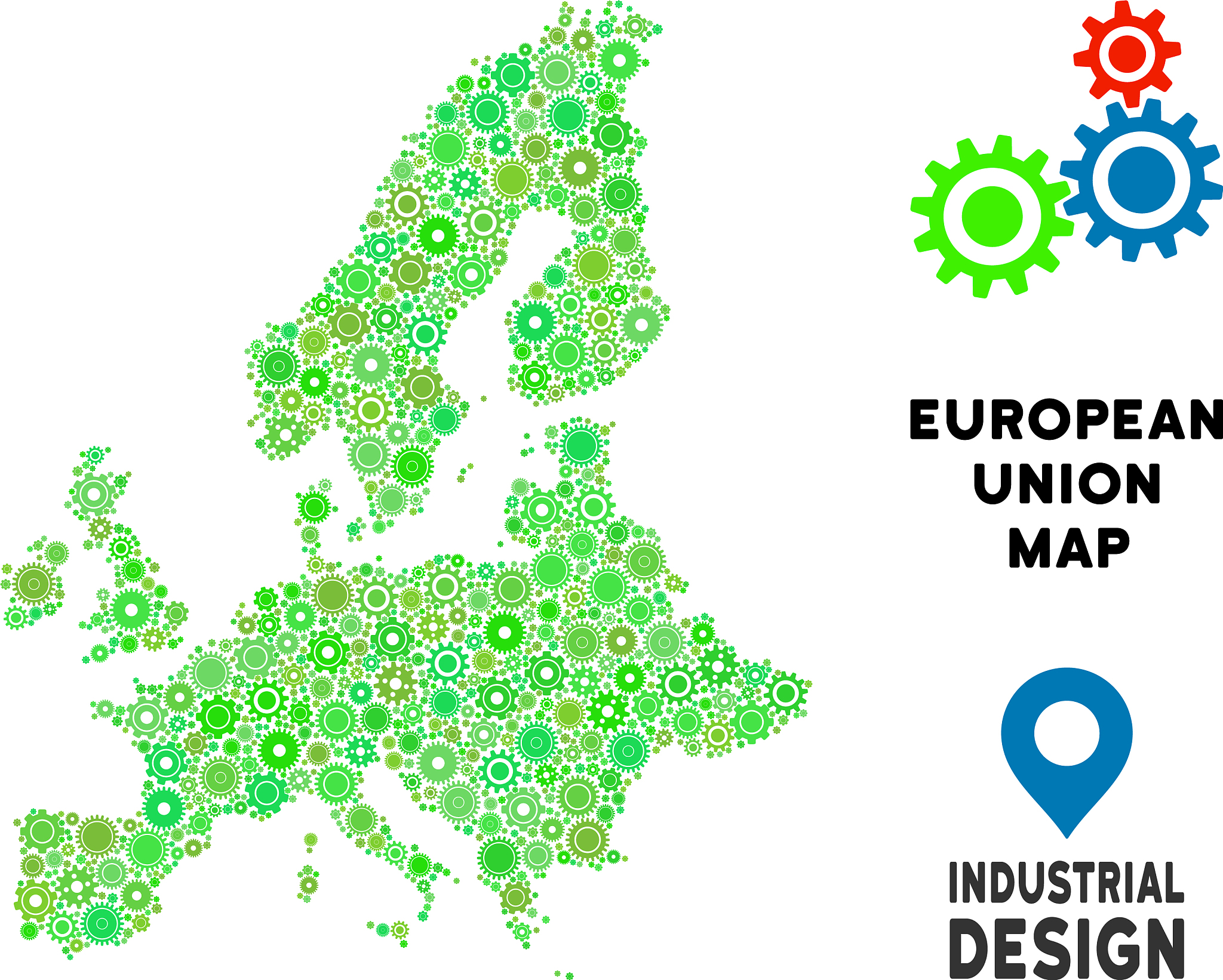 gears european union map collage