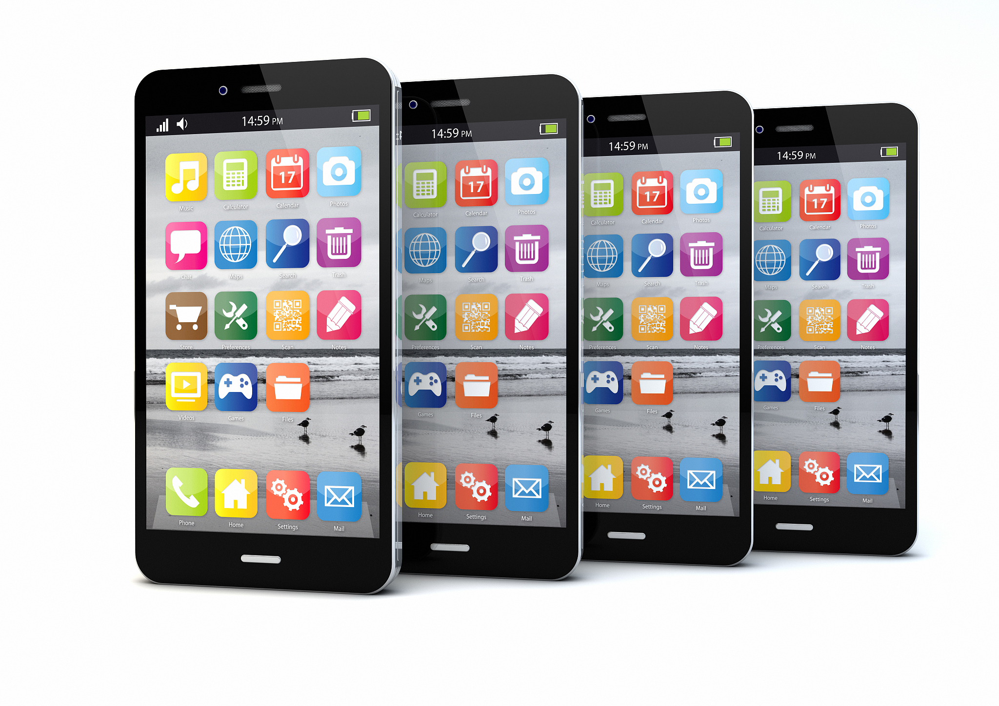 four smartphones