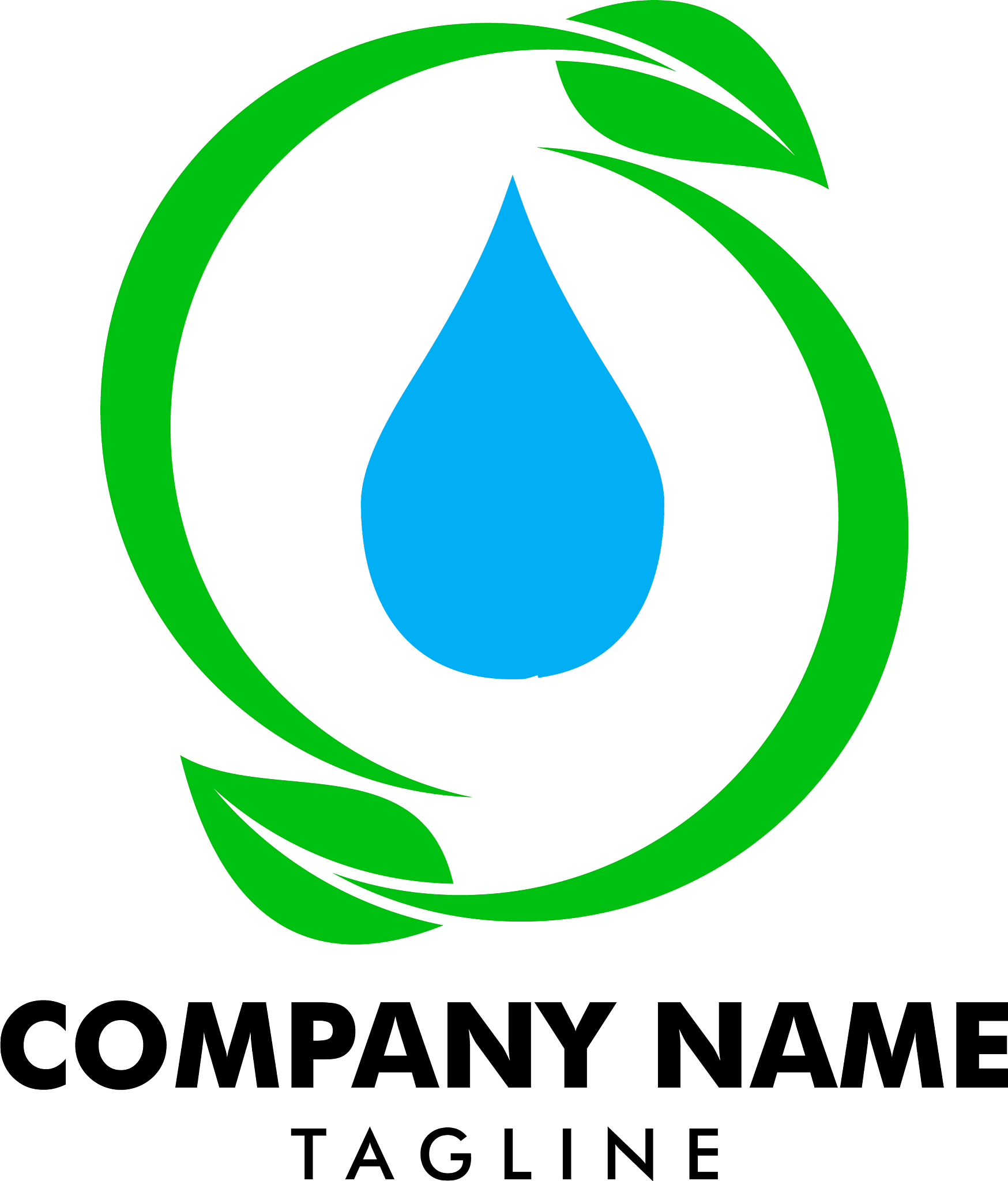 water drop leaf nature logo design template