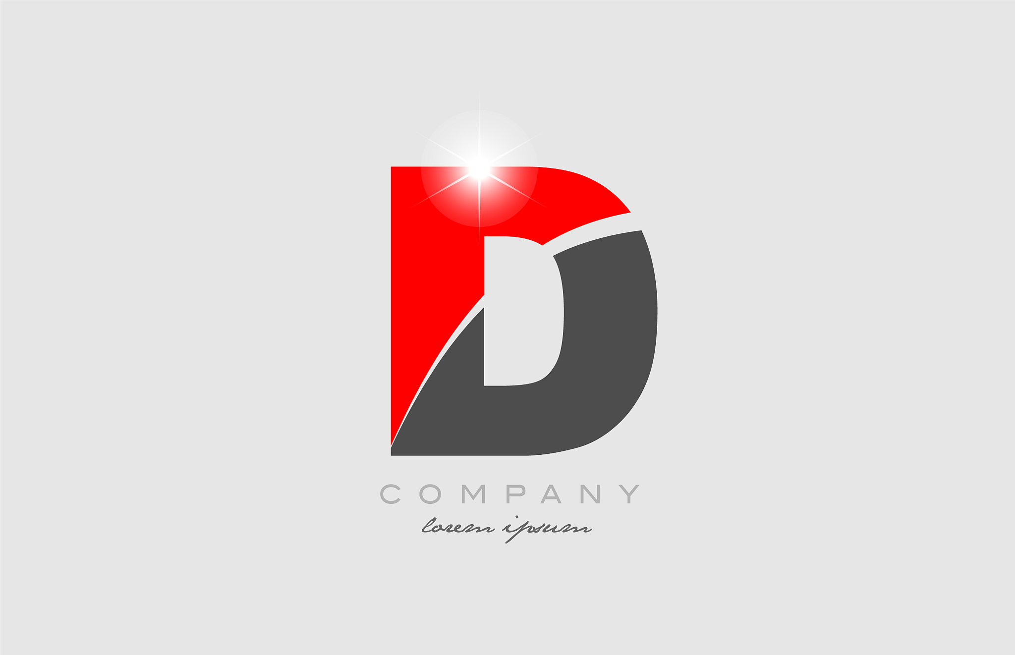 letter d in grey red color alphabet for logo icon