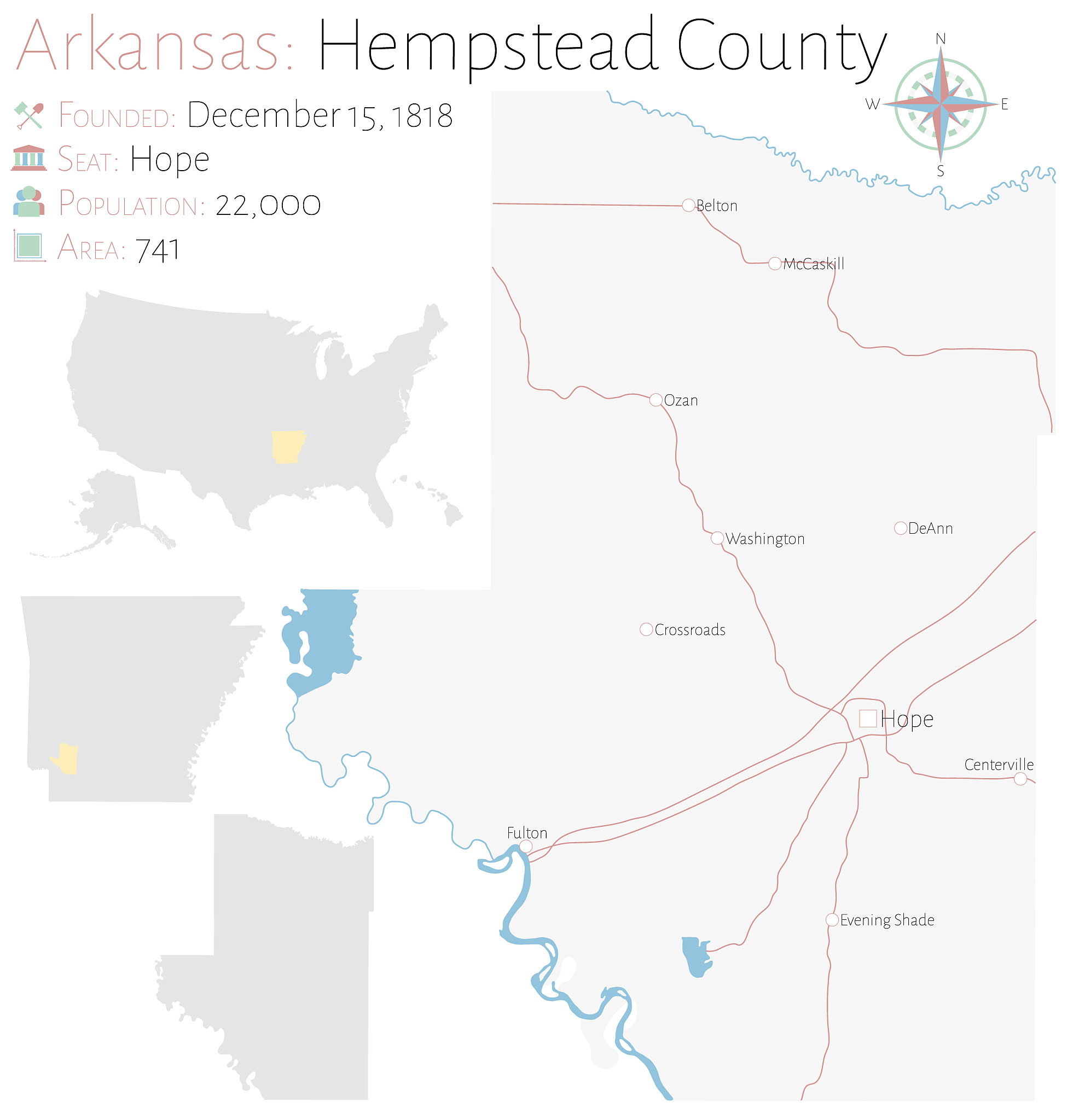 map of hempstead county in arkansas
