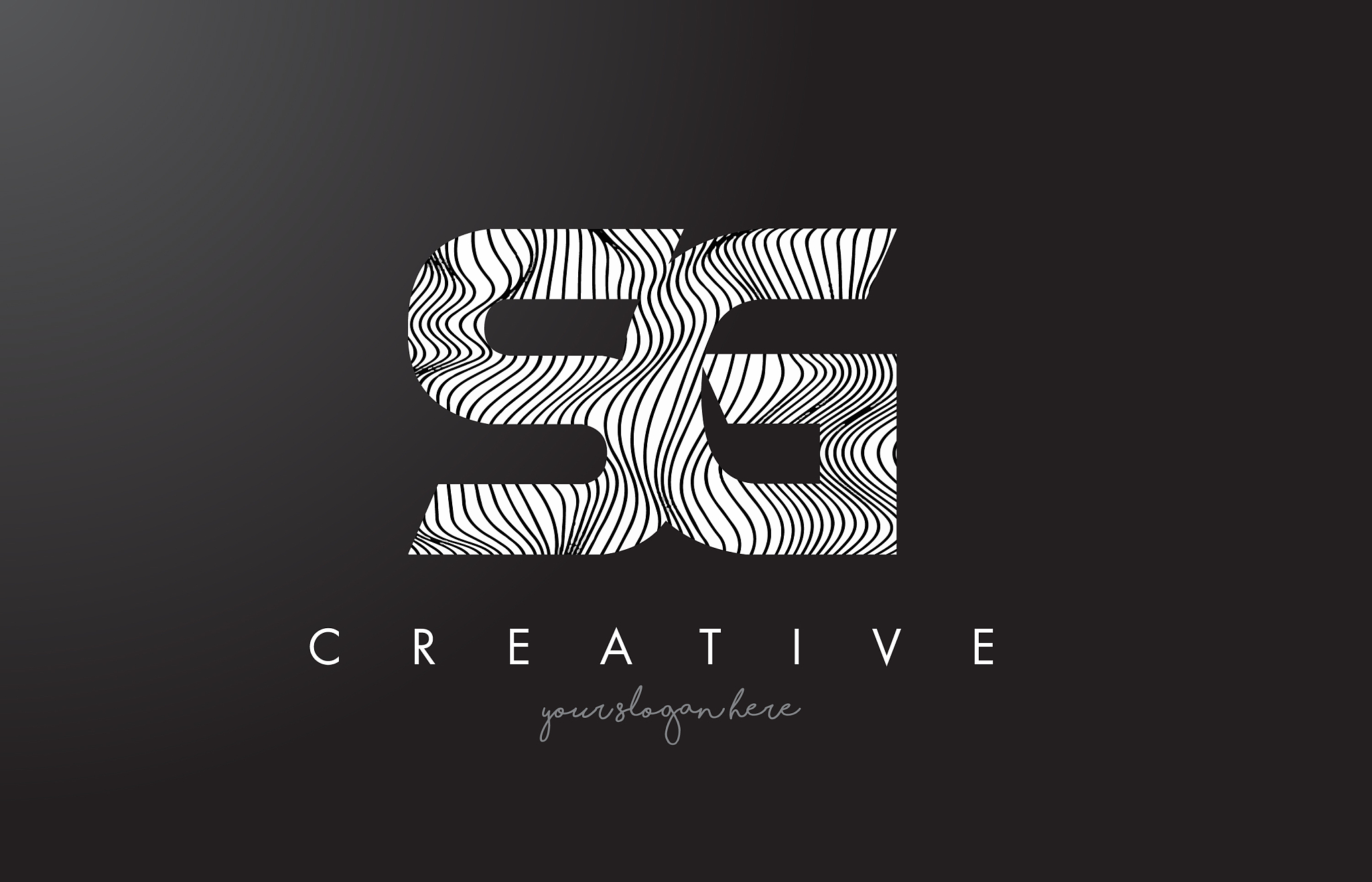 sg s g letter logo with zebra lines texture