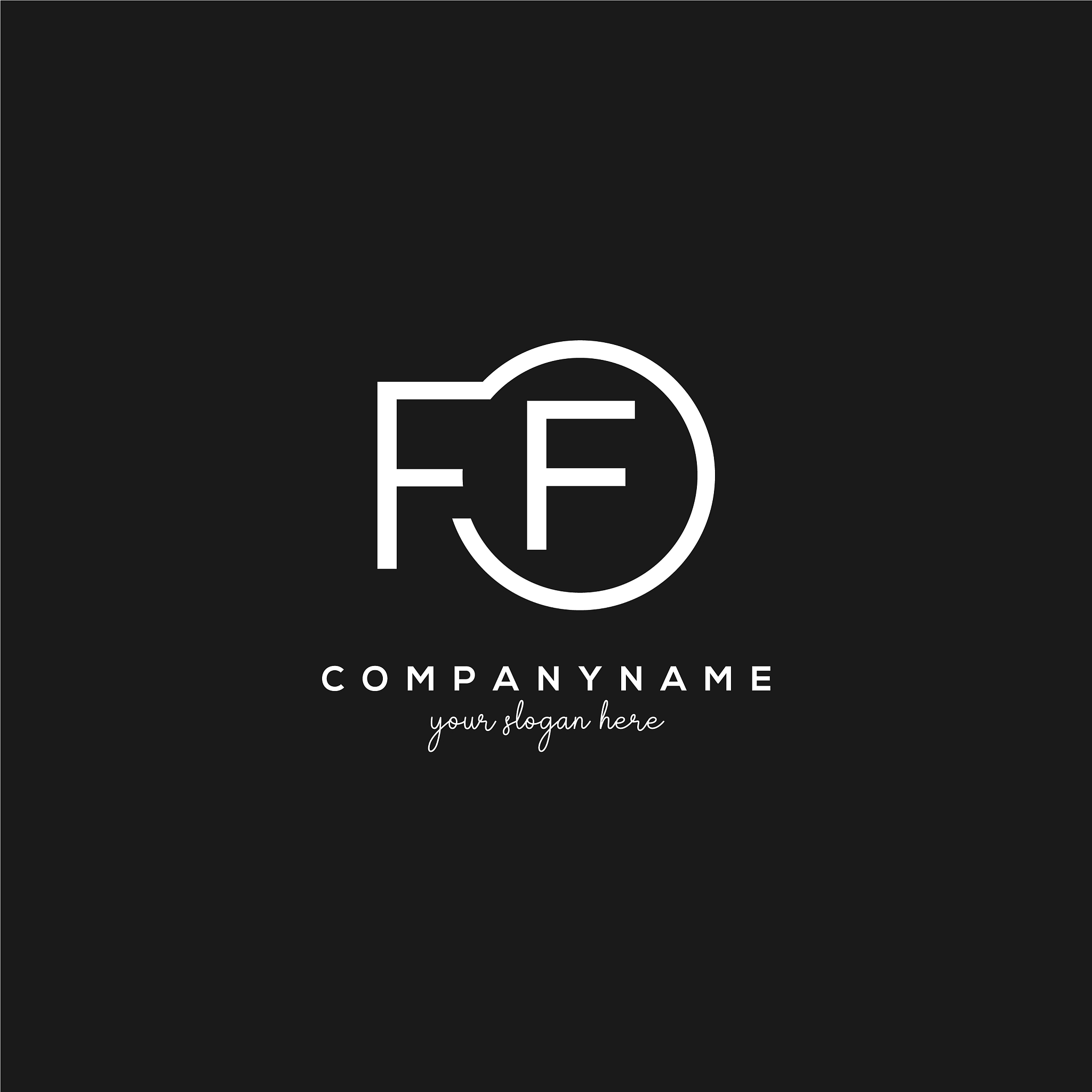 initial ff letter logo with circle template