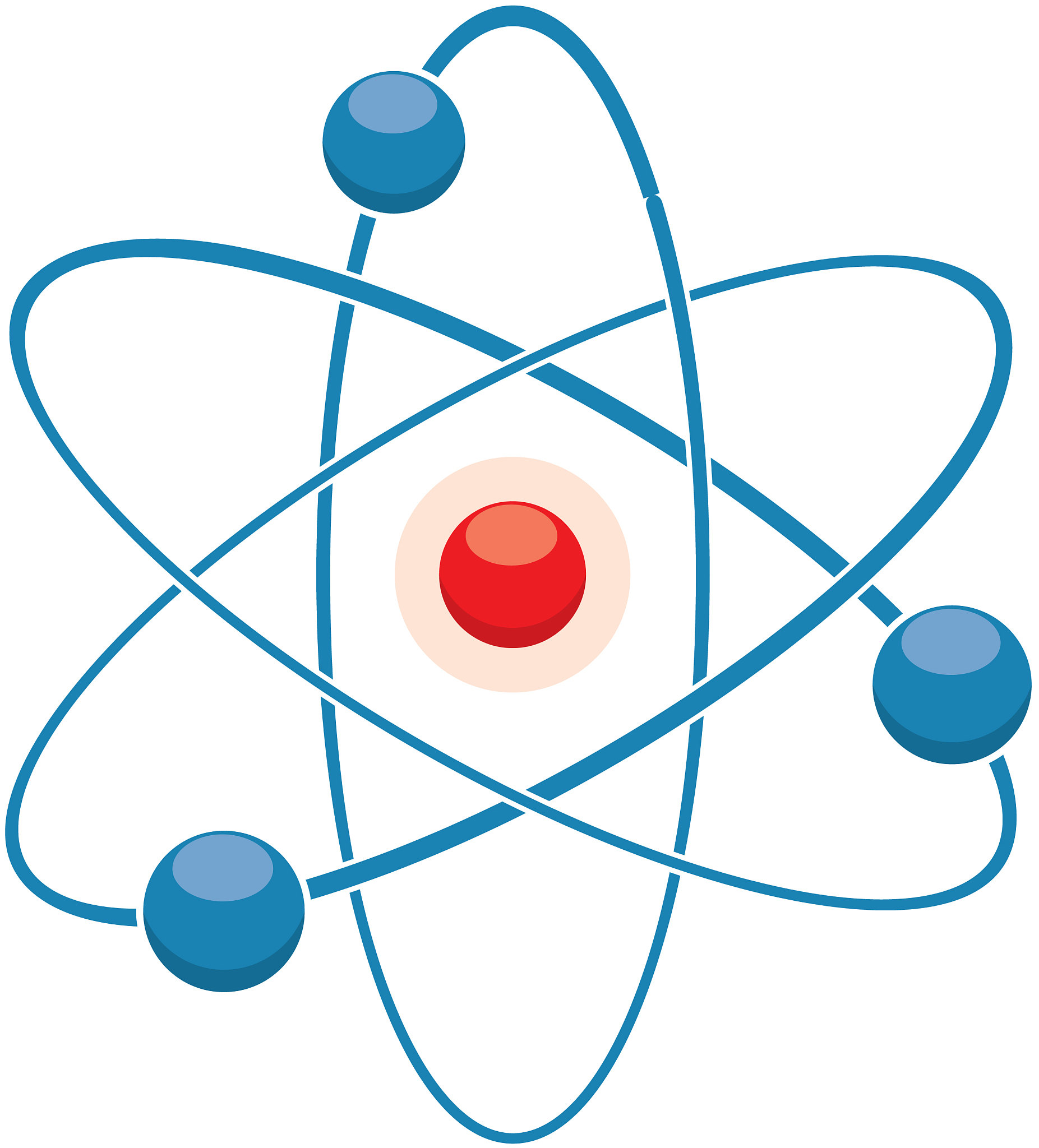flat icon of abstract atom or molecule model