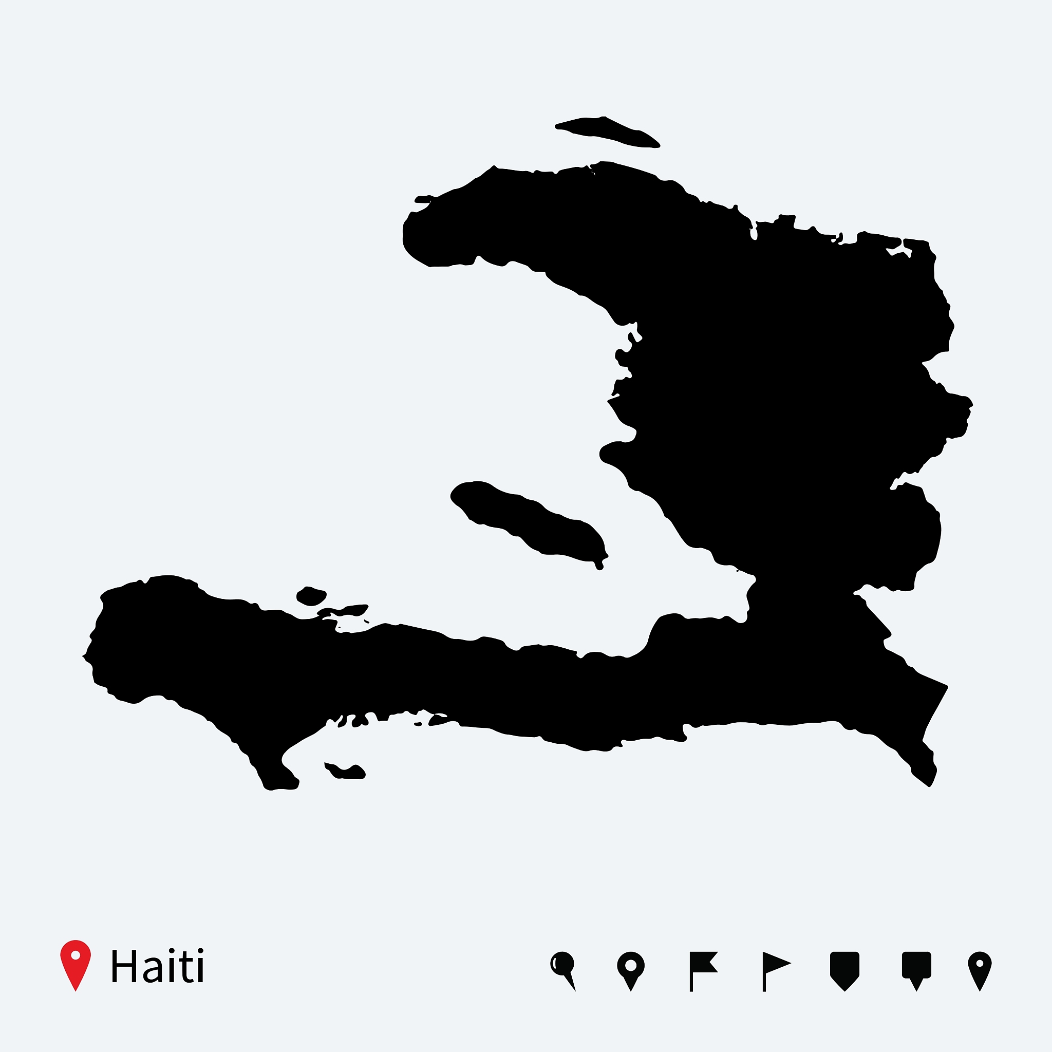high detailed map of haiti with navigation pins