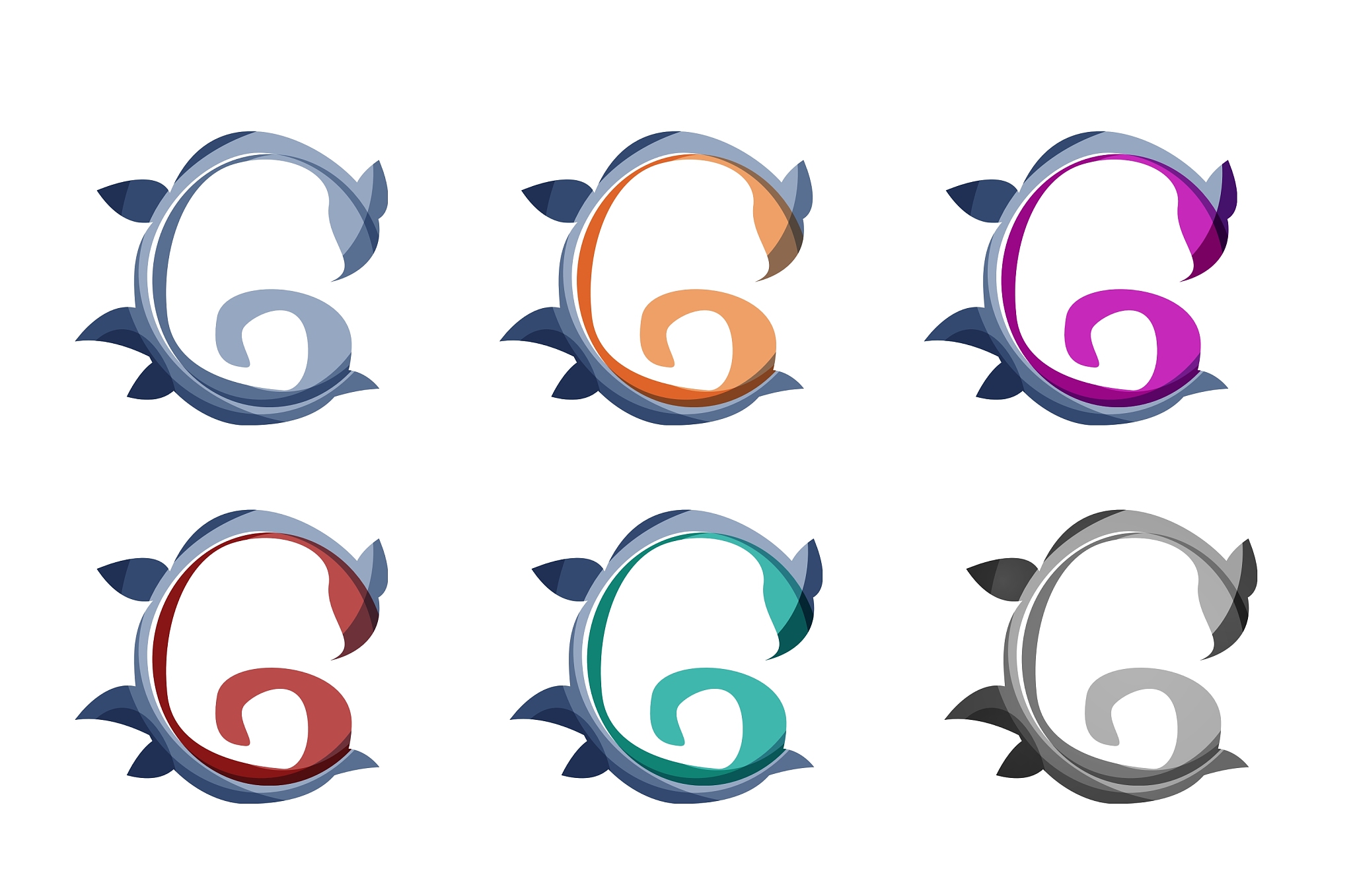 set of abstract eco plant icons business logotype