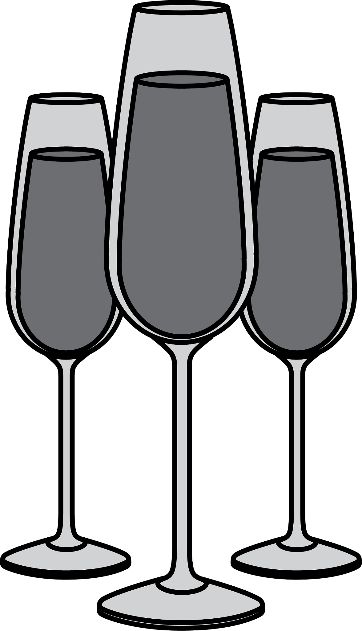 three glasses with champagne alcohol liquid