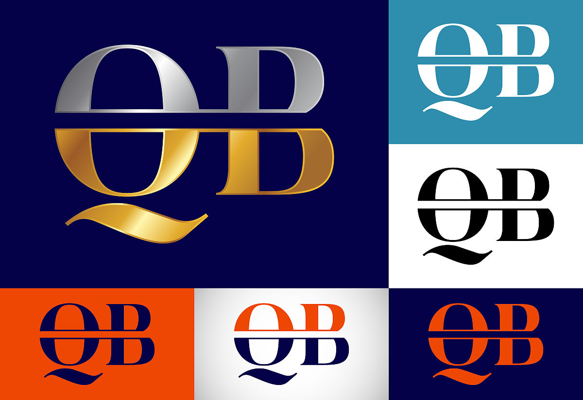 首字母组合q b标志设计矢量模板.qb字母标志设计