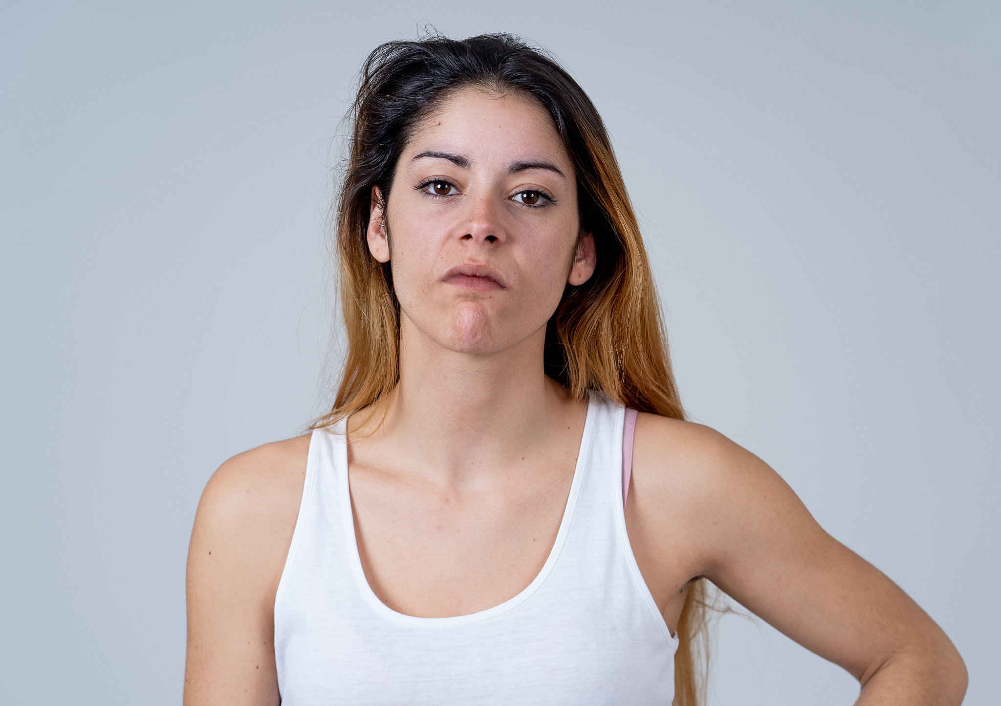 facial expressions, emotions anger. young attractive caucasian w