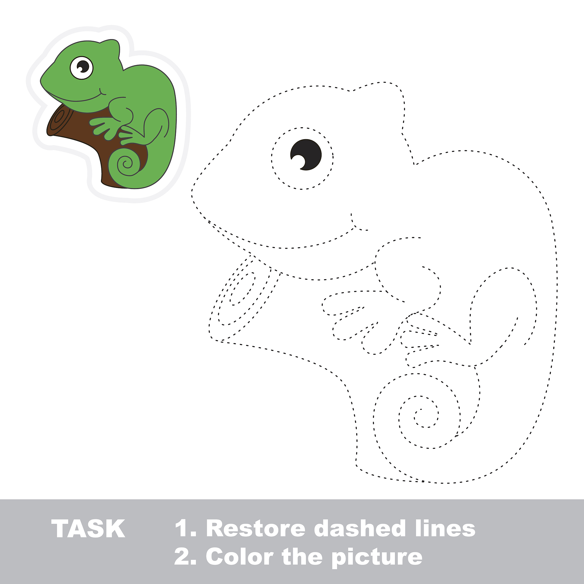 iguana to be traced. vector trace game
