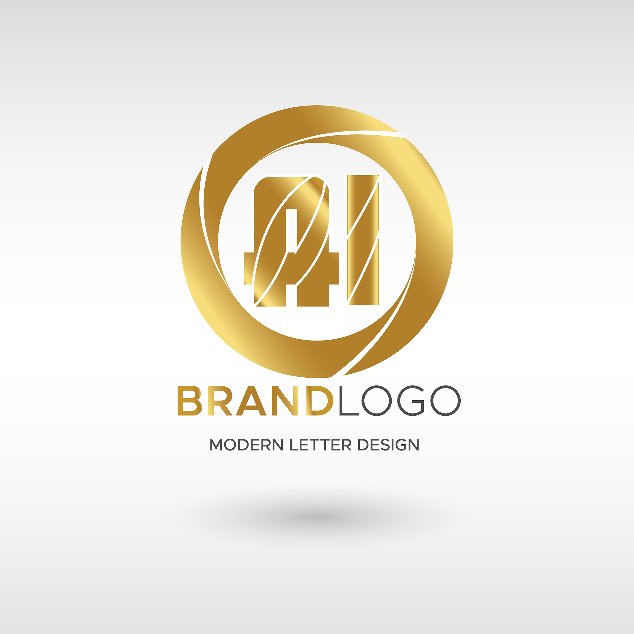 premium ai logo in gold beautiful logotype design