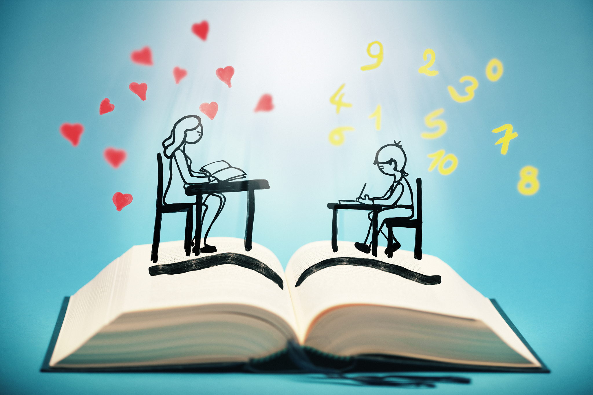 school classroom on a book