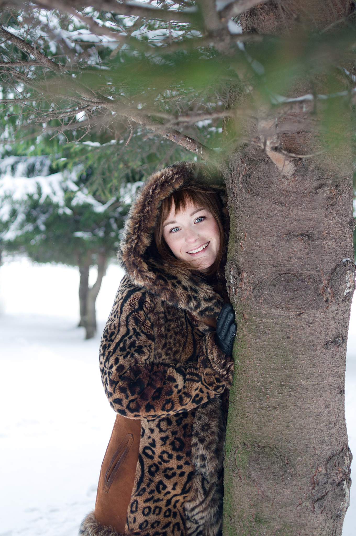 young woman in winter park