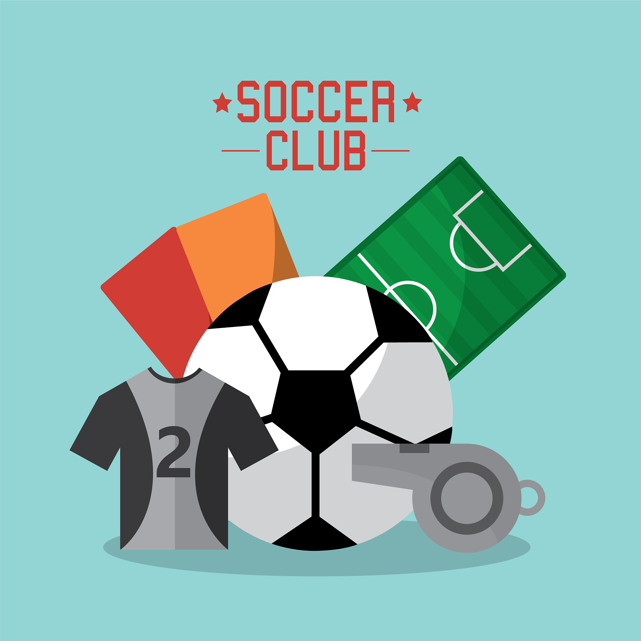 soccer club t shirt ball whistle cards field sport