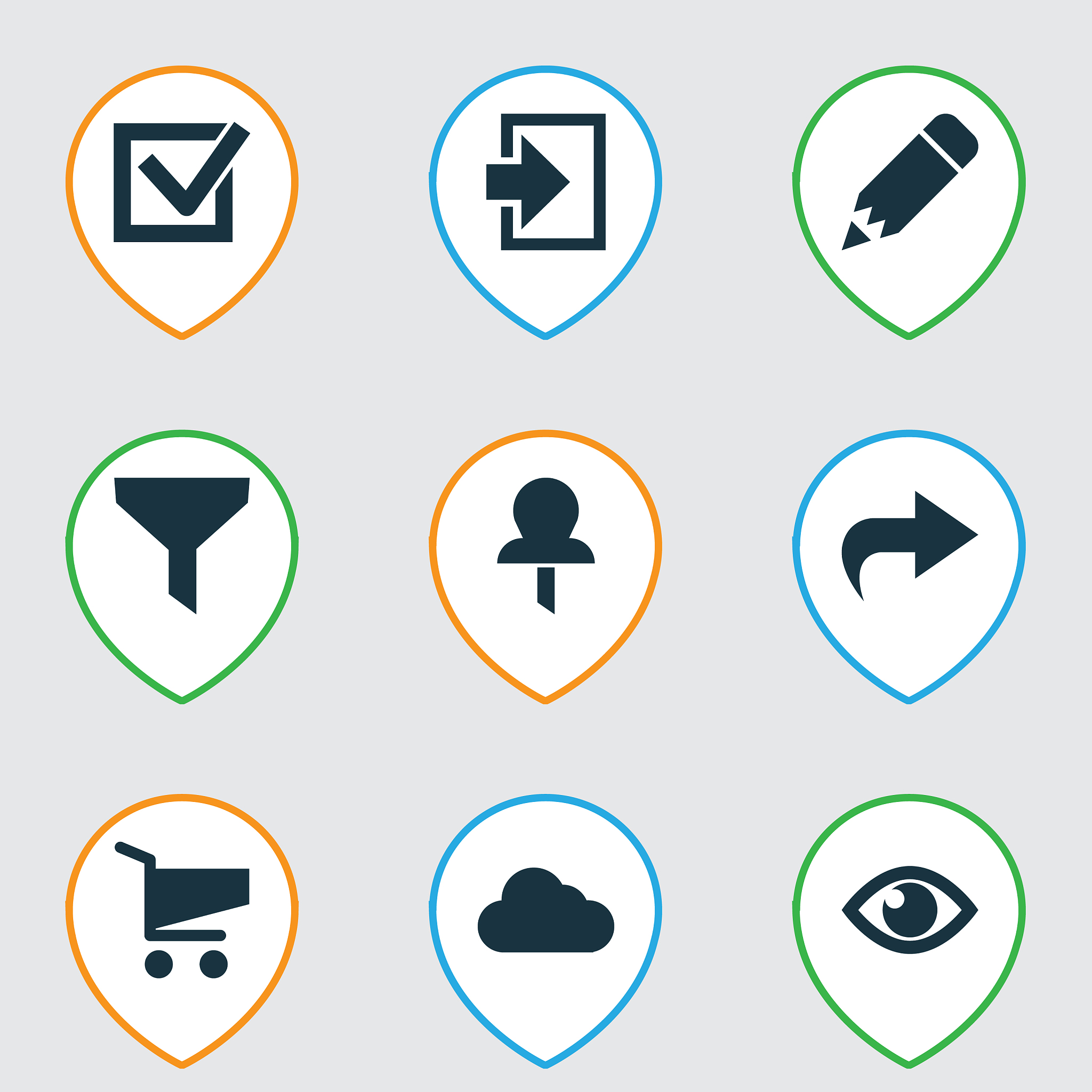interface icons set with edit show ahead and
