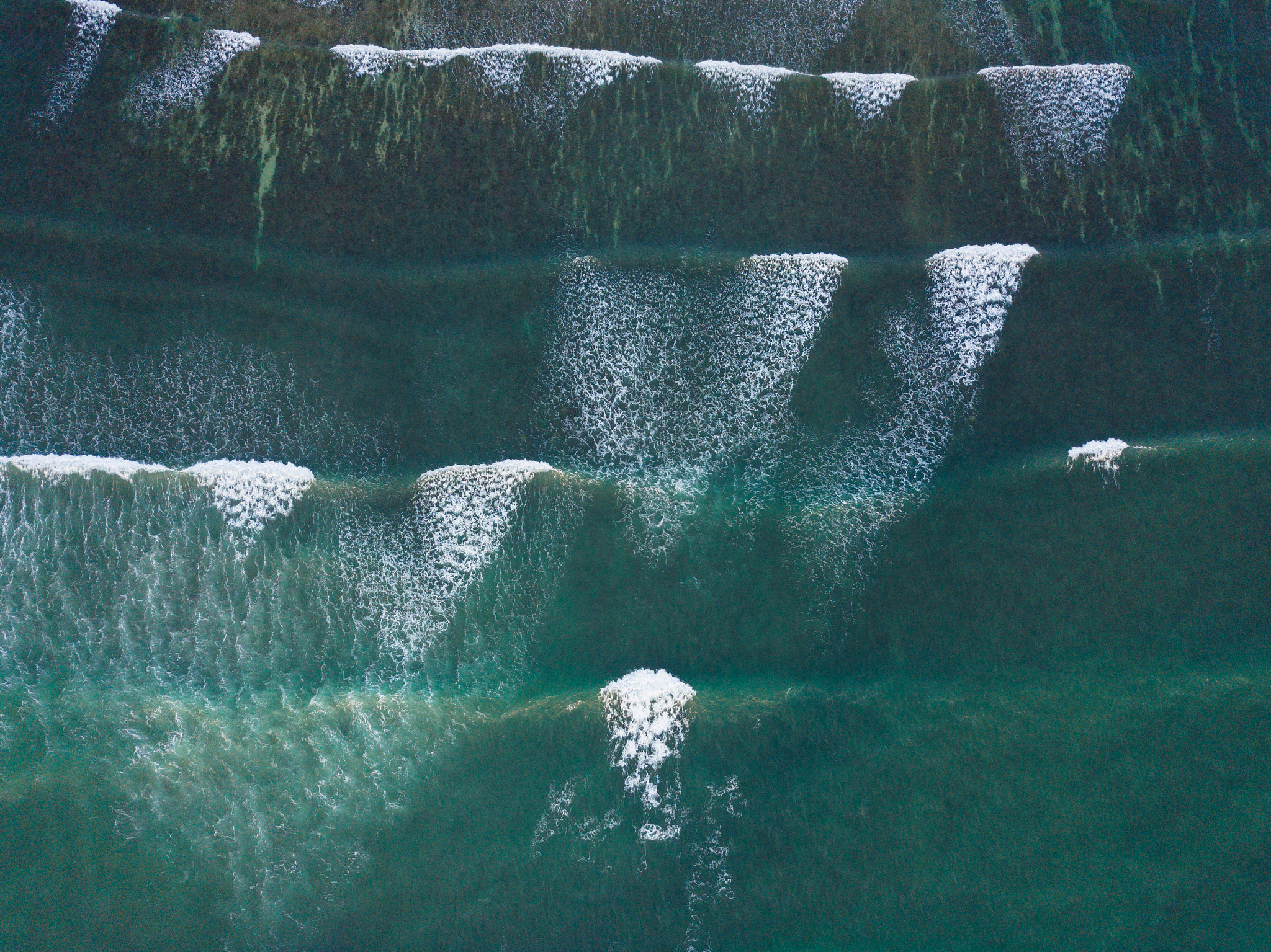 aerial view beautiful of sea waves from drone