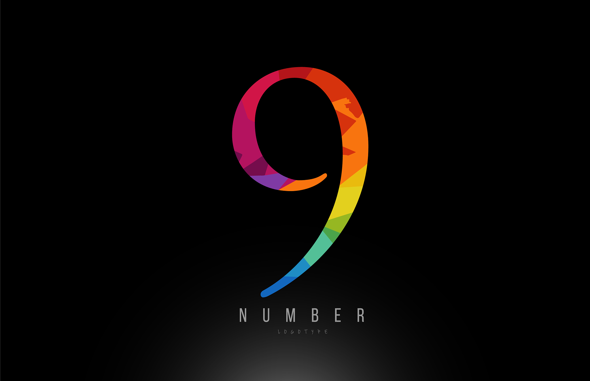 9 number rainbow colored logo company icon design