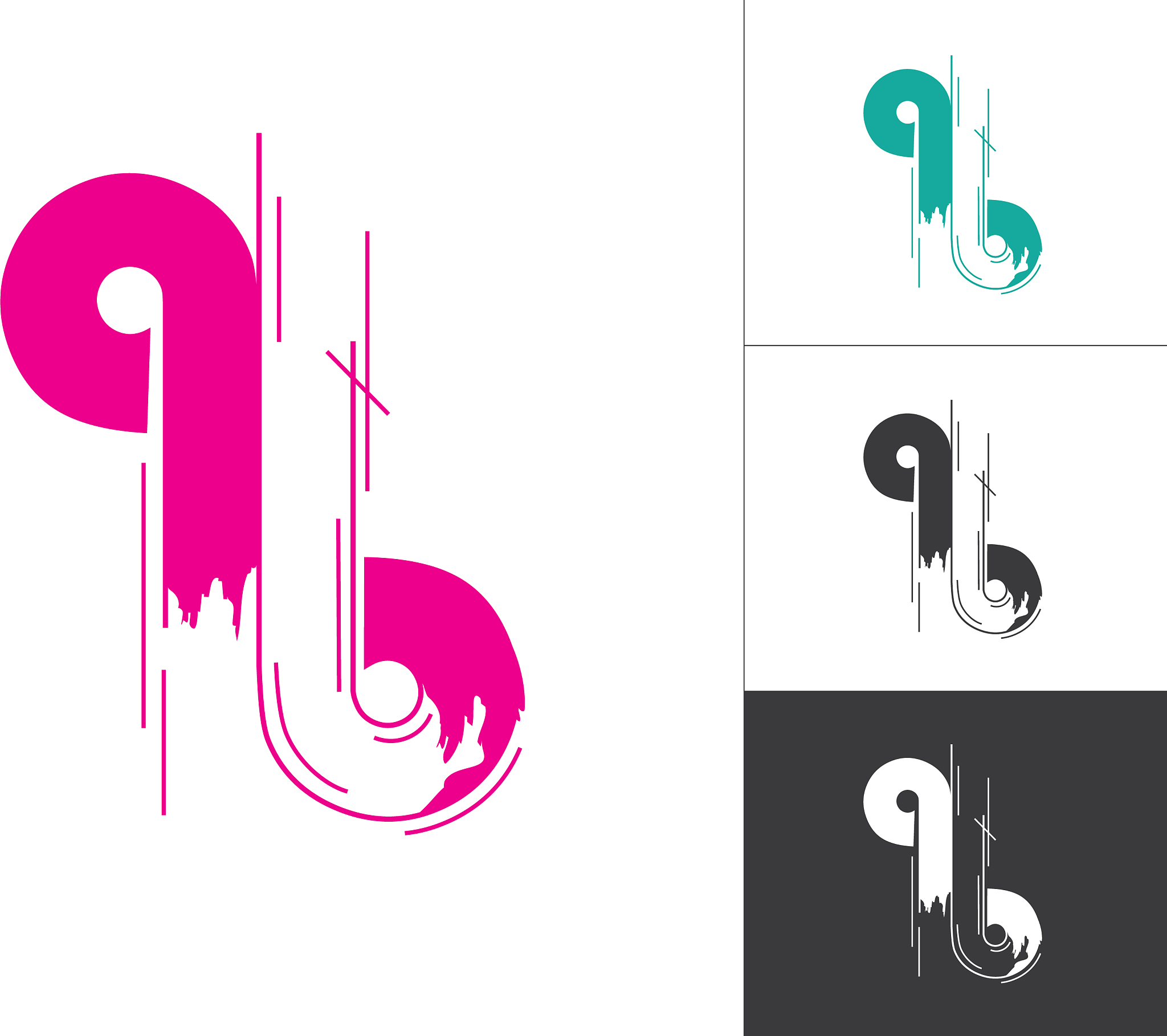 alphabet a b q logotype linked concept in modern