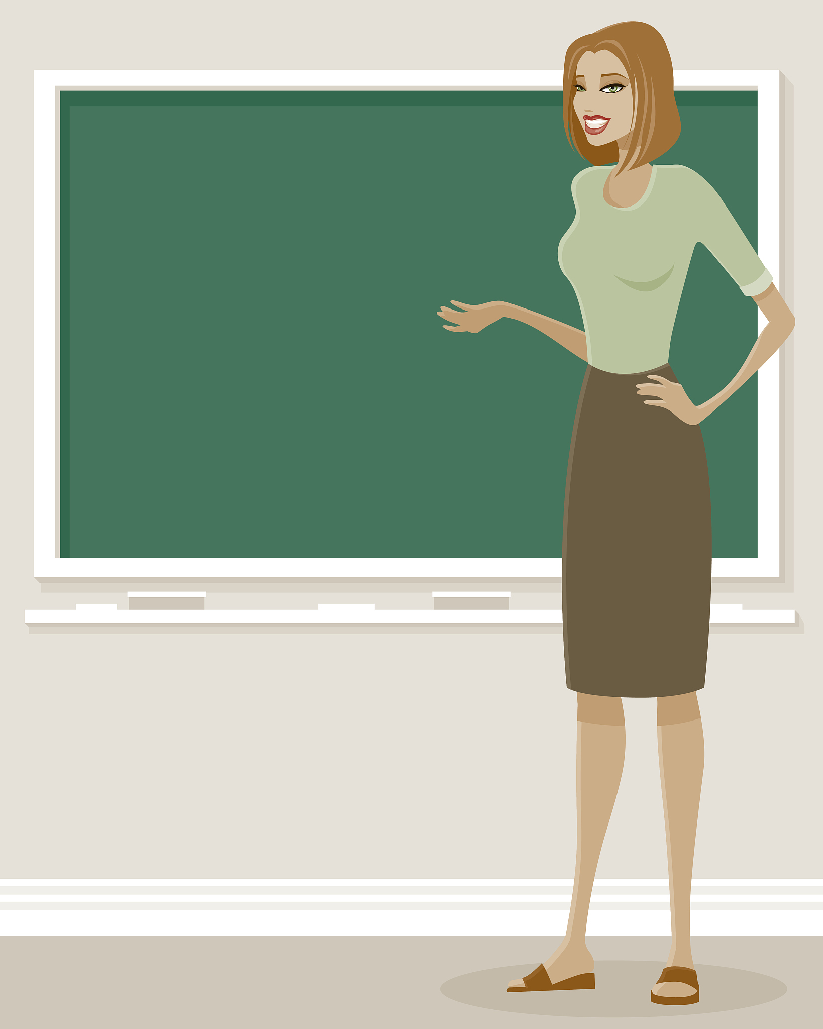 teacher at chalk board