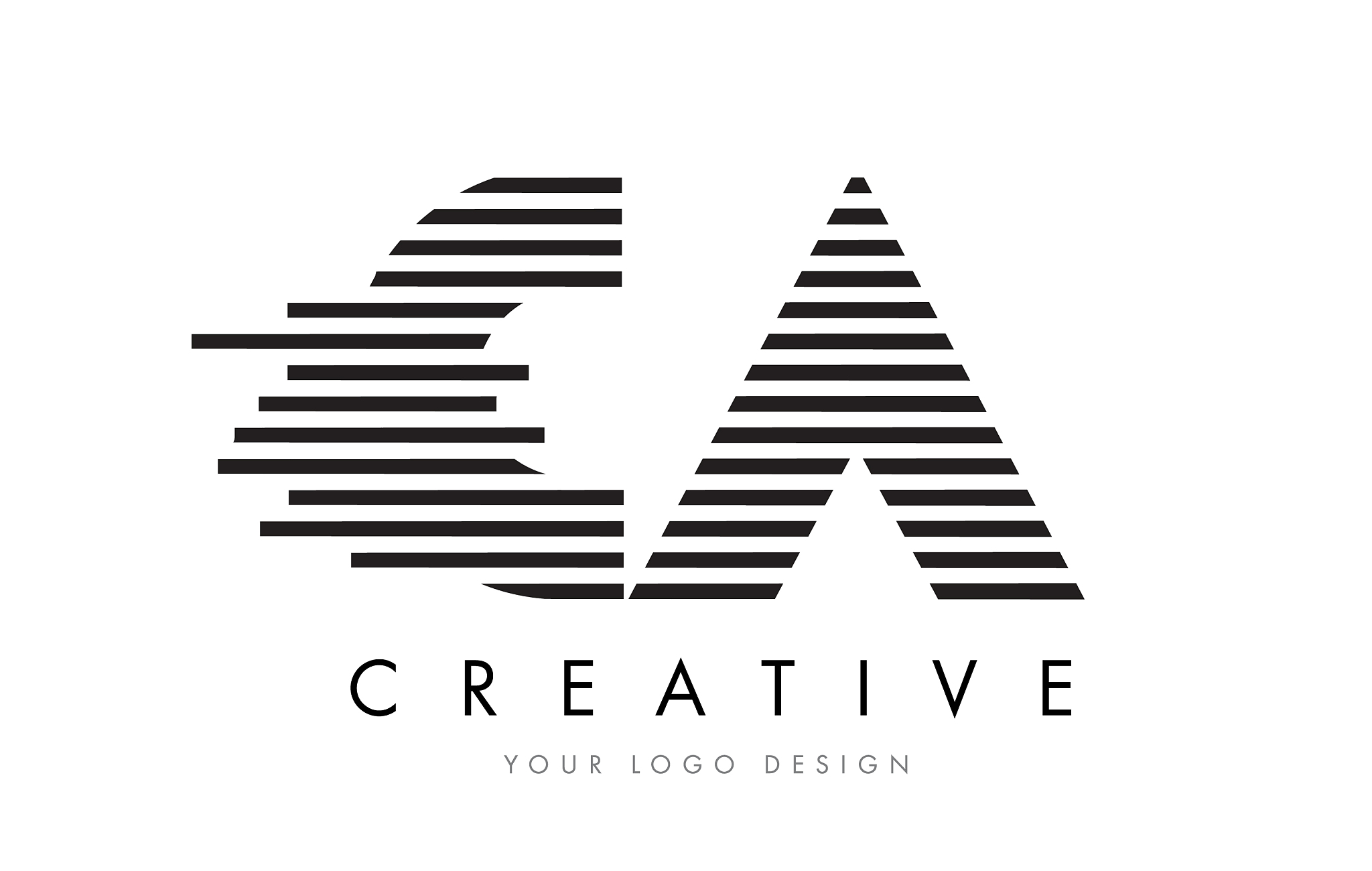 ca c a zebra letter logo design with black and