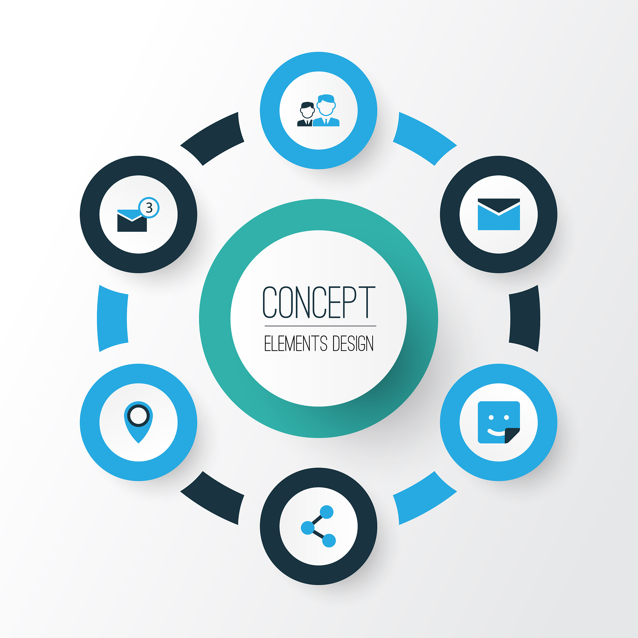 social colorful icons set collection of