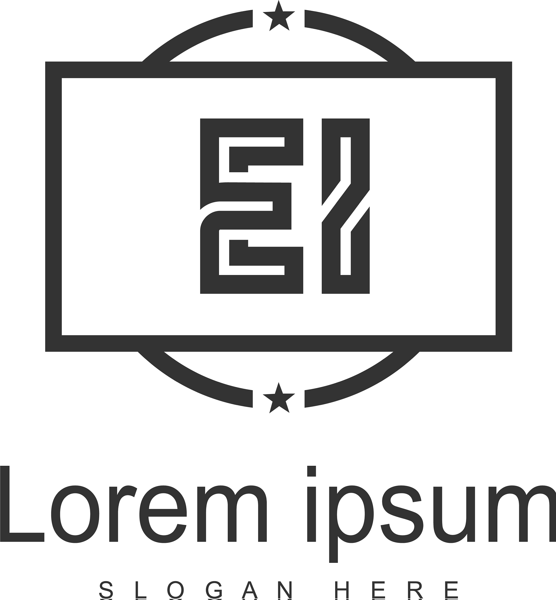 initial ei logo template with modern frame