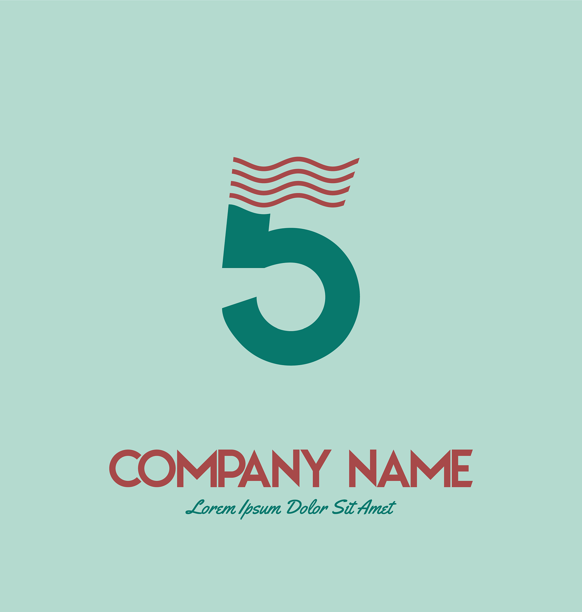 number 5 font alphabet modern dynamic flat design