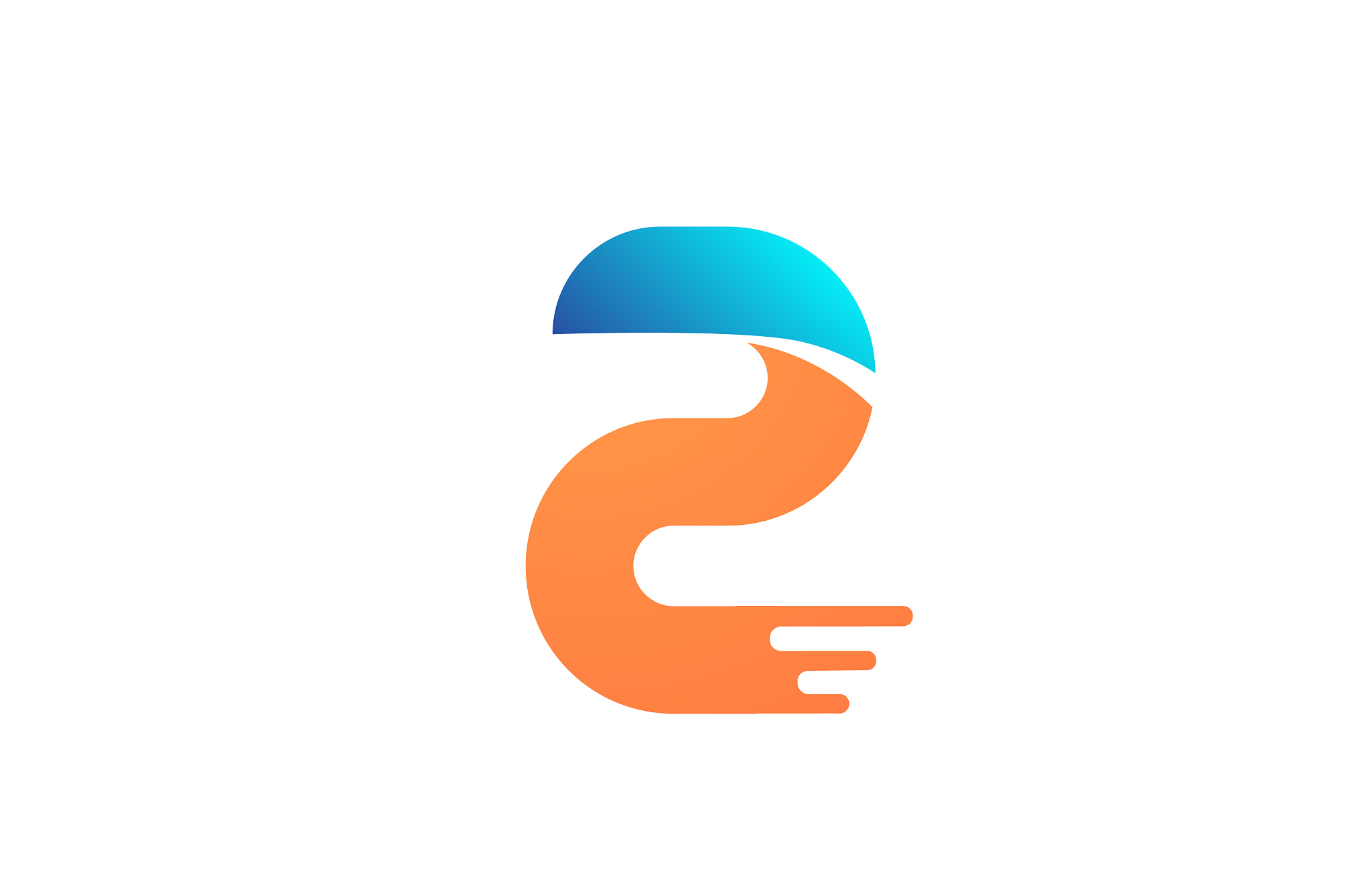 orange blue creative number 2 logo icon for