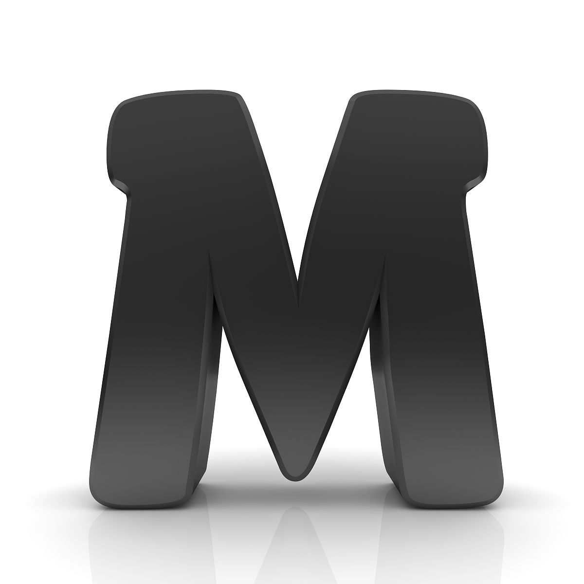 m字母黑色3d符号字母大写字母类型渲染孤立在白色上